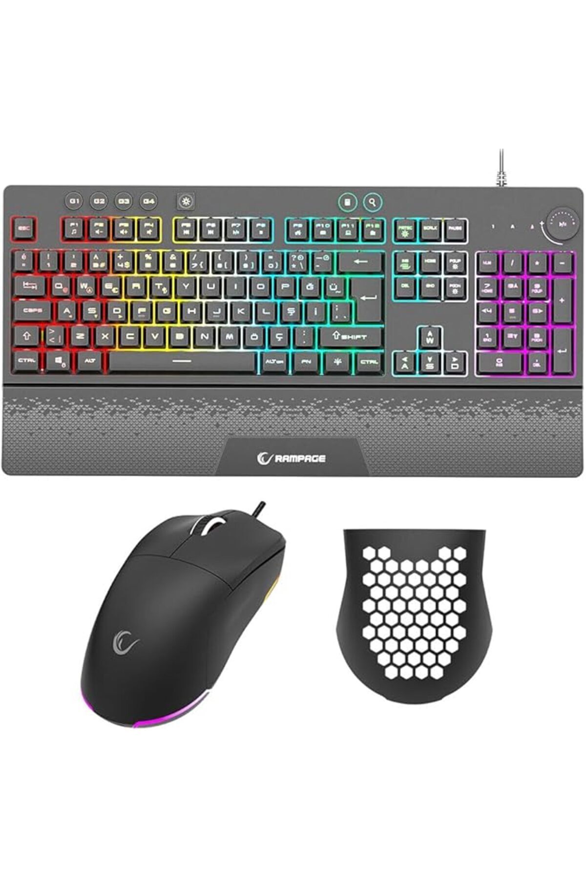 SoyluhanStore Eclipse Siyah Usb RGB Aydınlatmalı Q Gaming 4 Tuş Makrolu Oyuncu Klavye Mouse Set