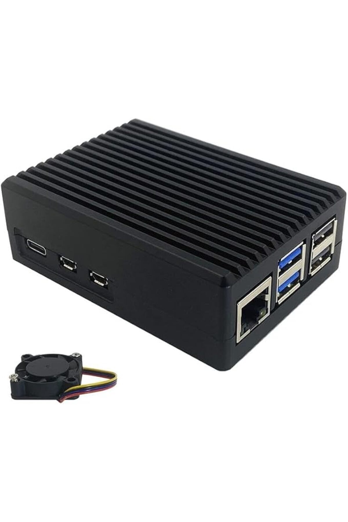 Genel Markalar Pi 5 için Dört Hatlı Fanlı Metal Alüminyum Kasa