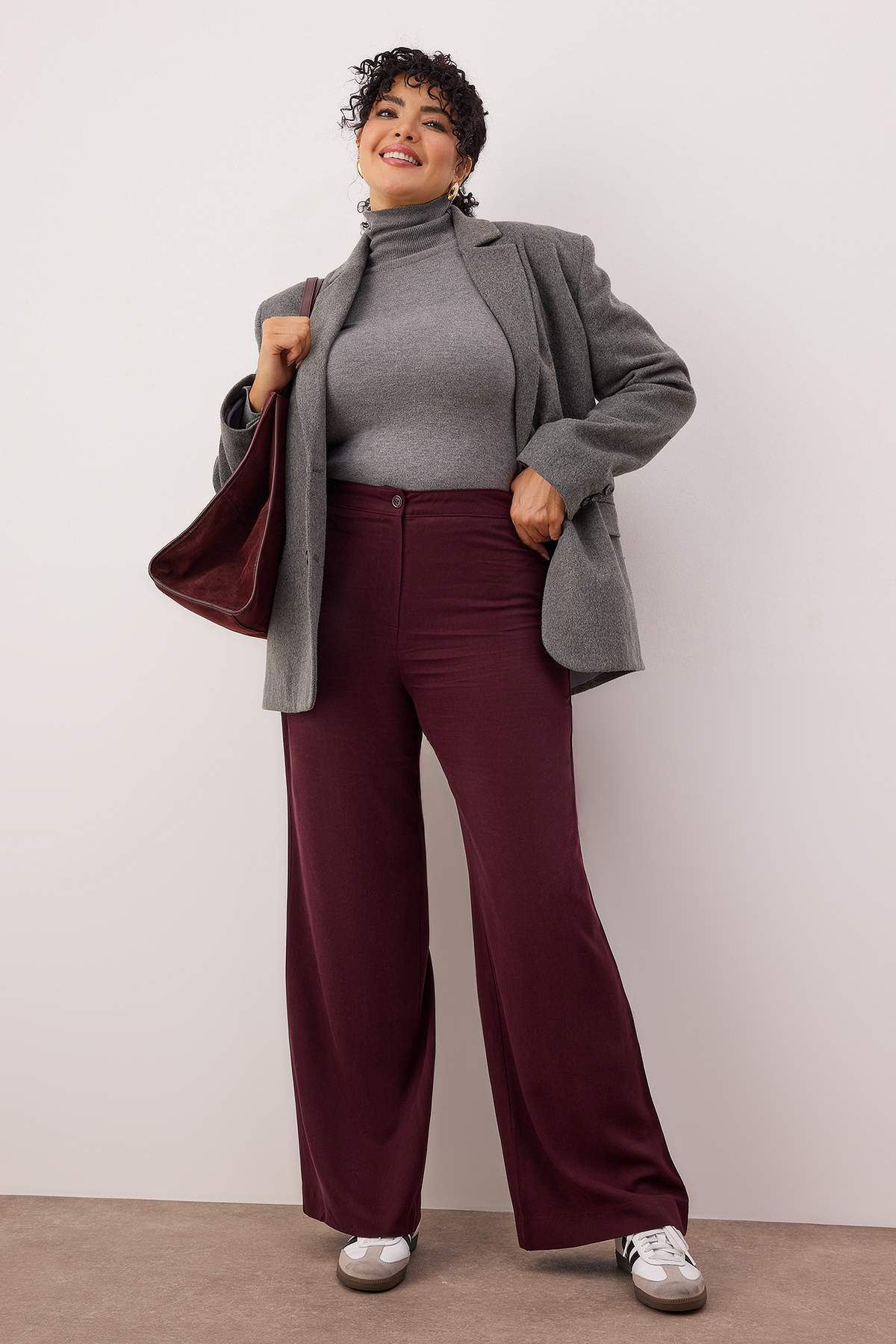 Trendyolmilla  Premium Bordo Wide Leg Büyük Beden Pantolon TBBAW26AR00024