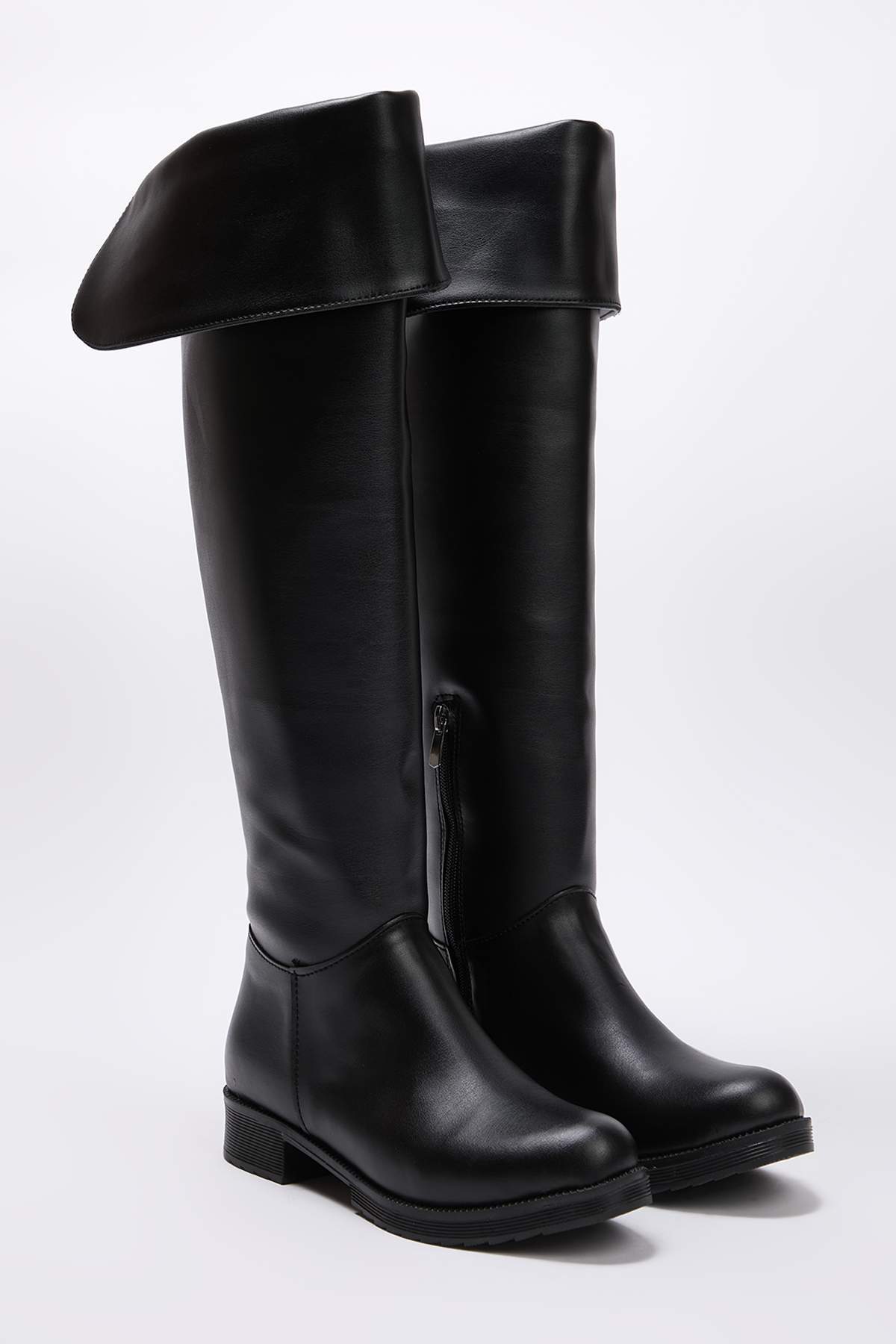 Trendyol Shoes Black Flat Heeled Dual-Use Women's Over-The-Knee