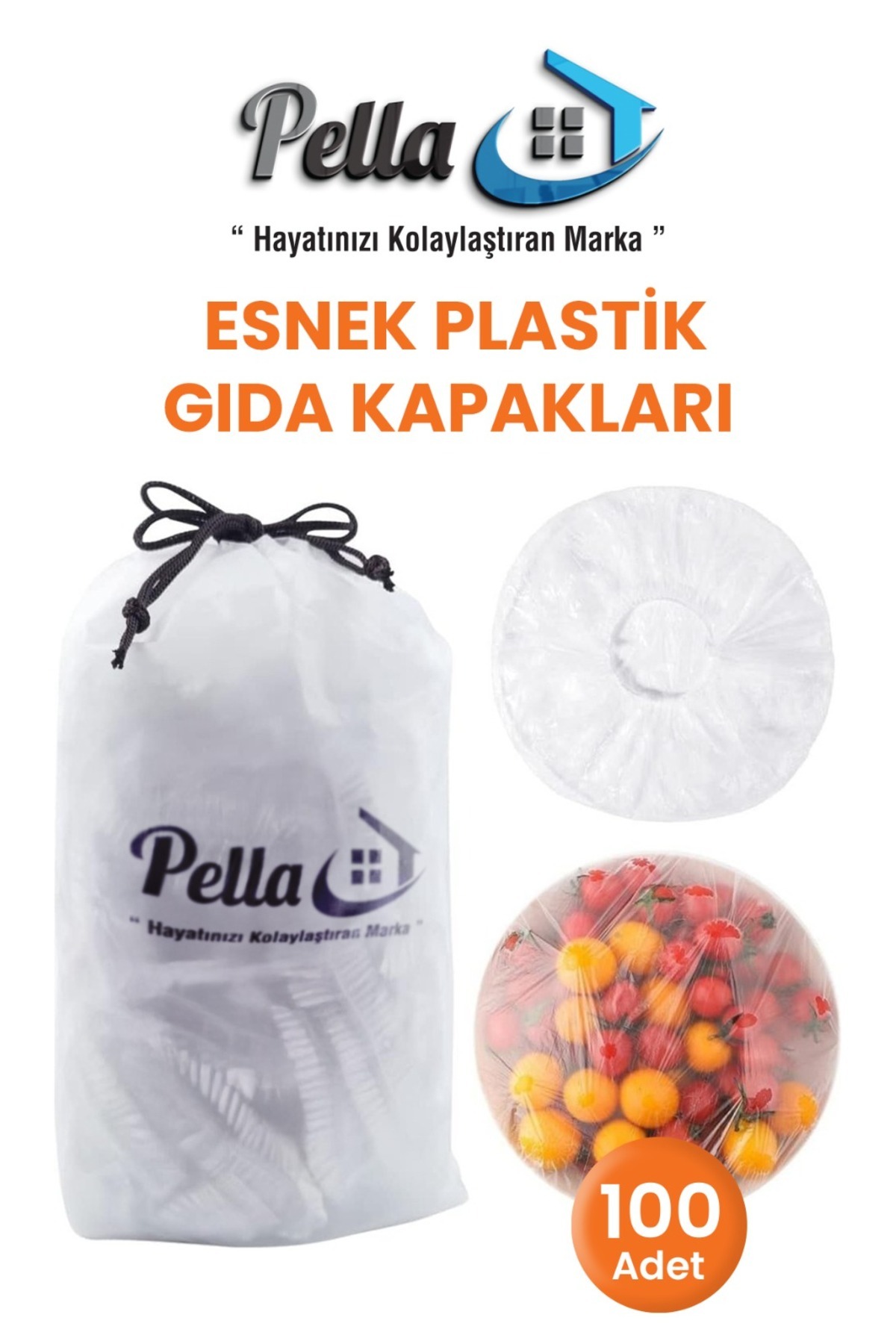 Pella Cosmetic 100 Adet Pratik Tazeliği Koruyan Tencere ve Tabak Bonesi | Çok Amaçlı Kapak Gıda Bonesi