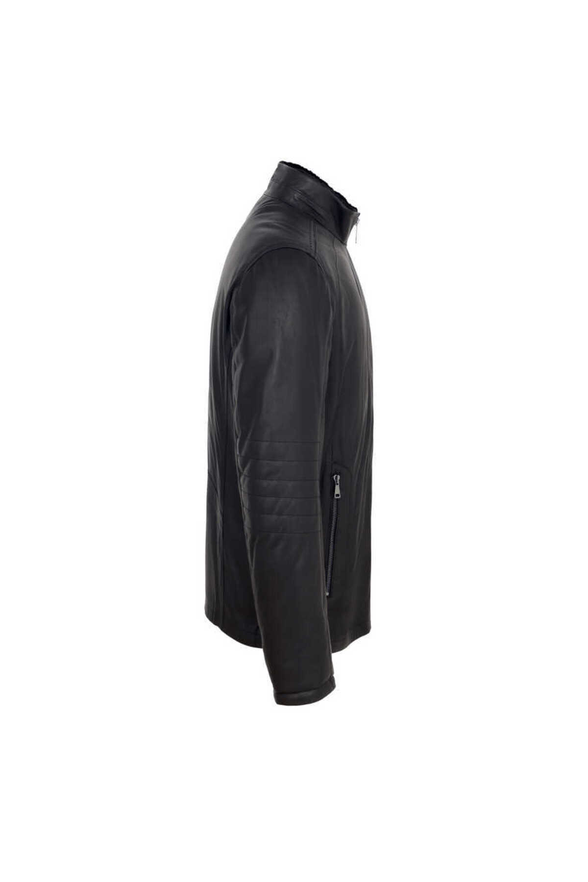 Tergan  Siyah Hakiki Deri Erkek Deri Mont - E23KKM310467-Q3H - Görsel 3