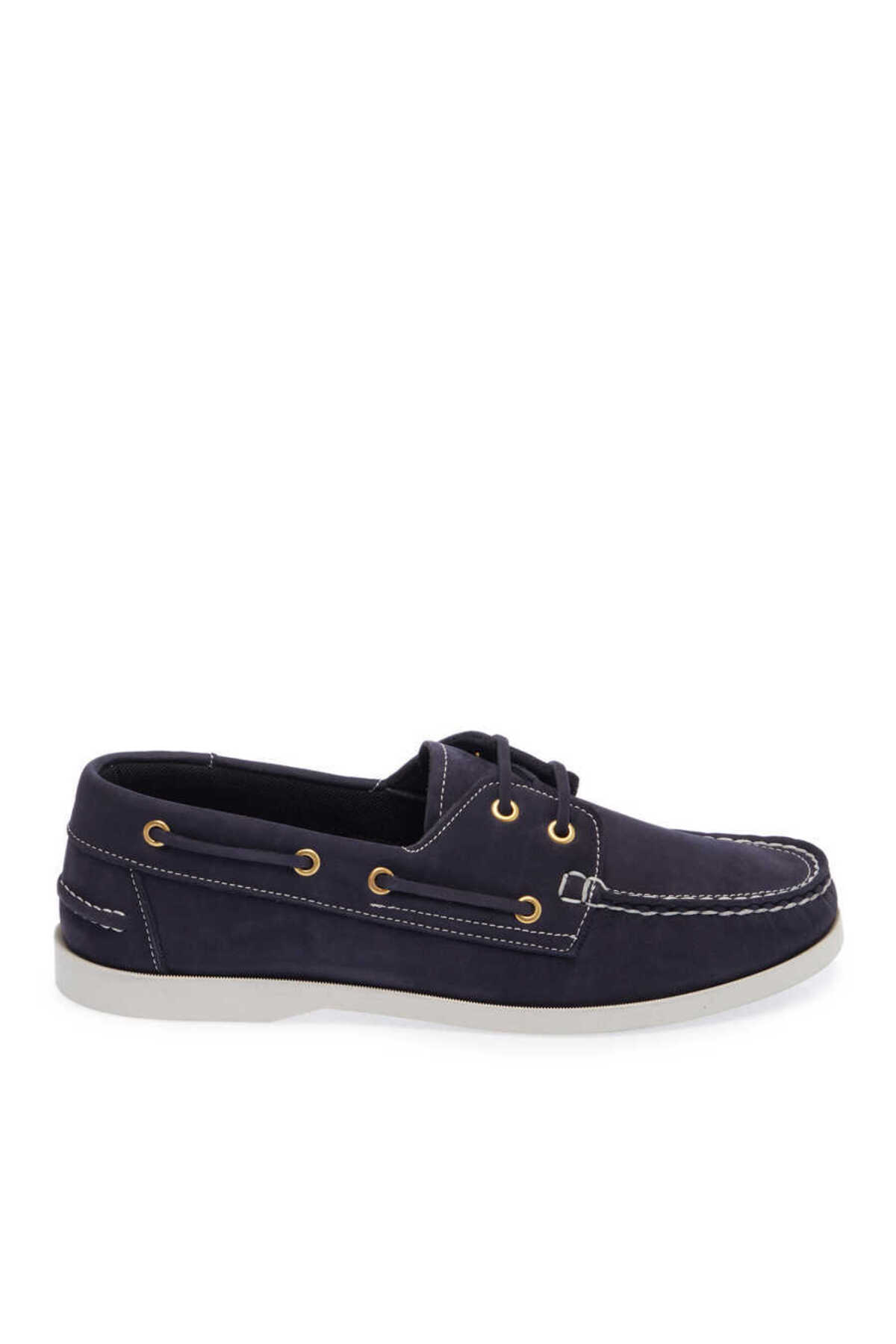 Navy Blue Genuine Nubuck Leather Men's Casual Shoes-E24I1AY56747-C39