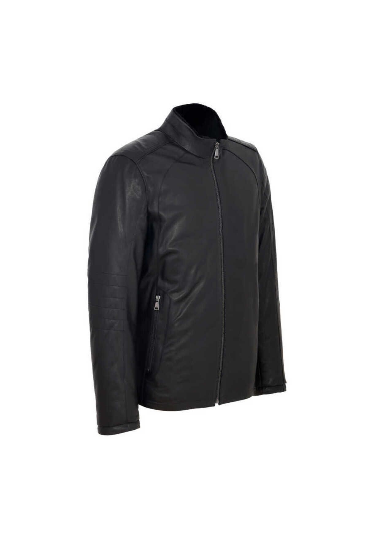 Tergan  Siyah Hakiki Deri Erkek Deri Mont - E23KKM310467-Q3H - Görsel 2