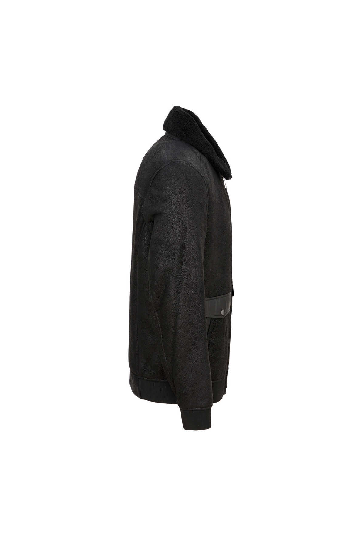 Tergan  Siyah Hakiki Deri Erkek Hakiki Deri Mont - E24KKM310597-C59 - Görsel 3