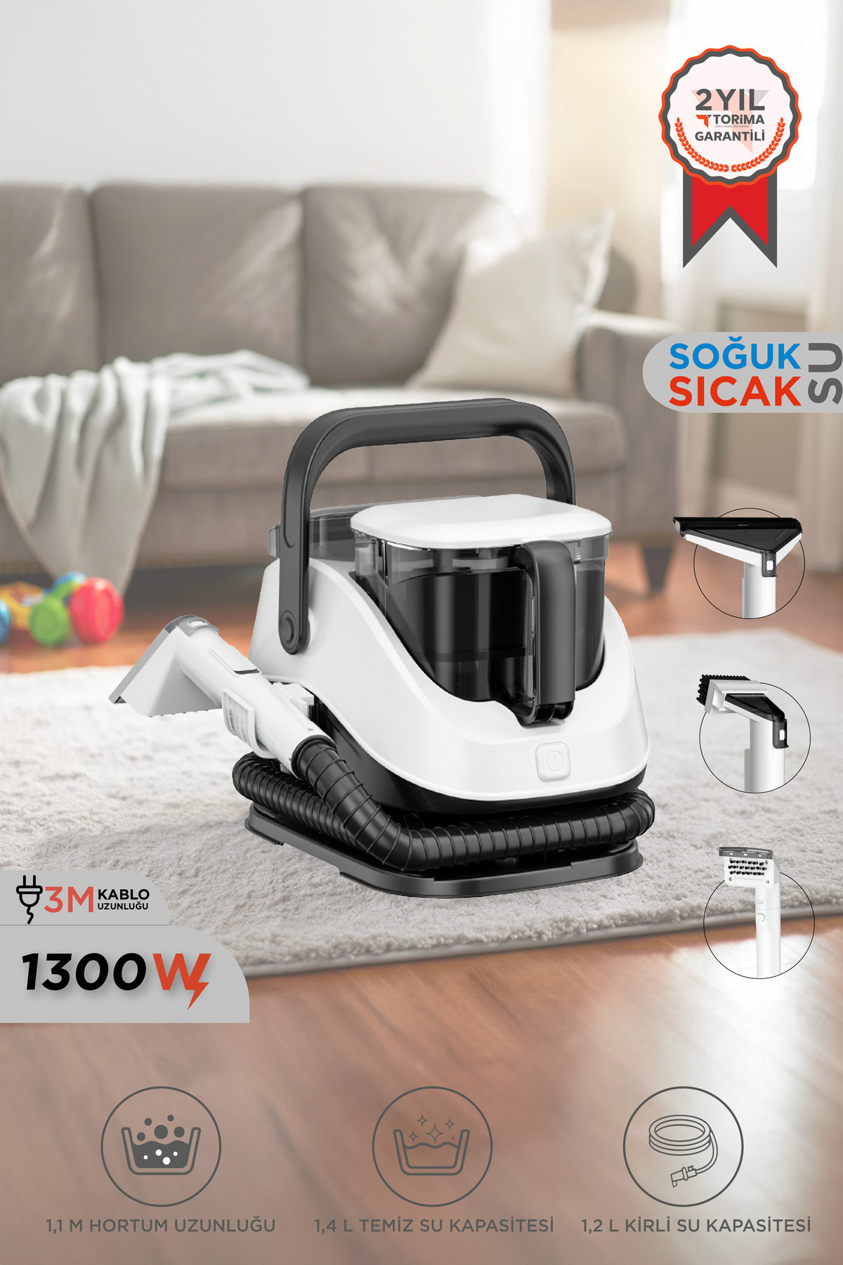 Torima TCC-01 Siyah Buharlı Koltuk ve Halı Yıkama Makinesi Leke Çıkartma Makinesi