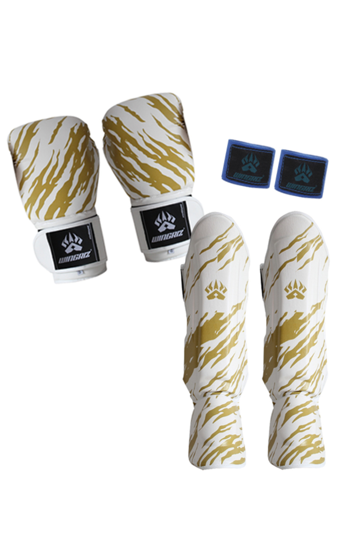 Wingriz Kick Boks Muay Thai Kaval Ayak Koruyucuları Eldiven Bandaj Seti S Beden