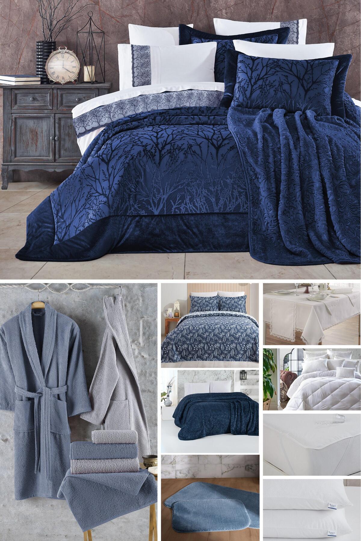 Elart Bahar Çeyiz Seti 53 Parça Lacivert