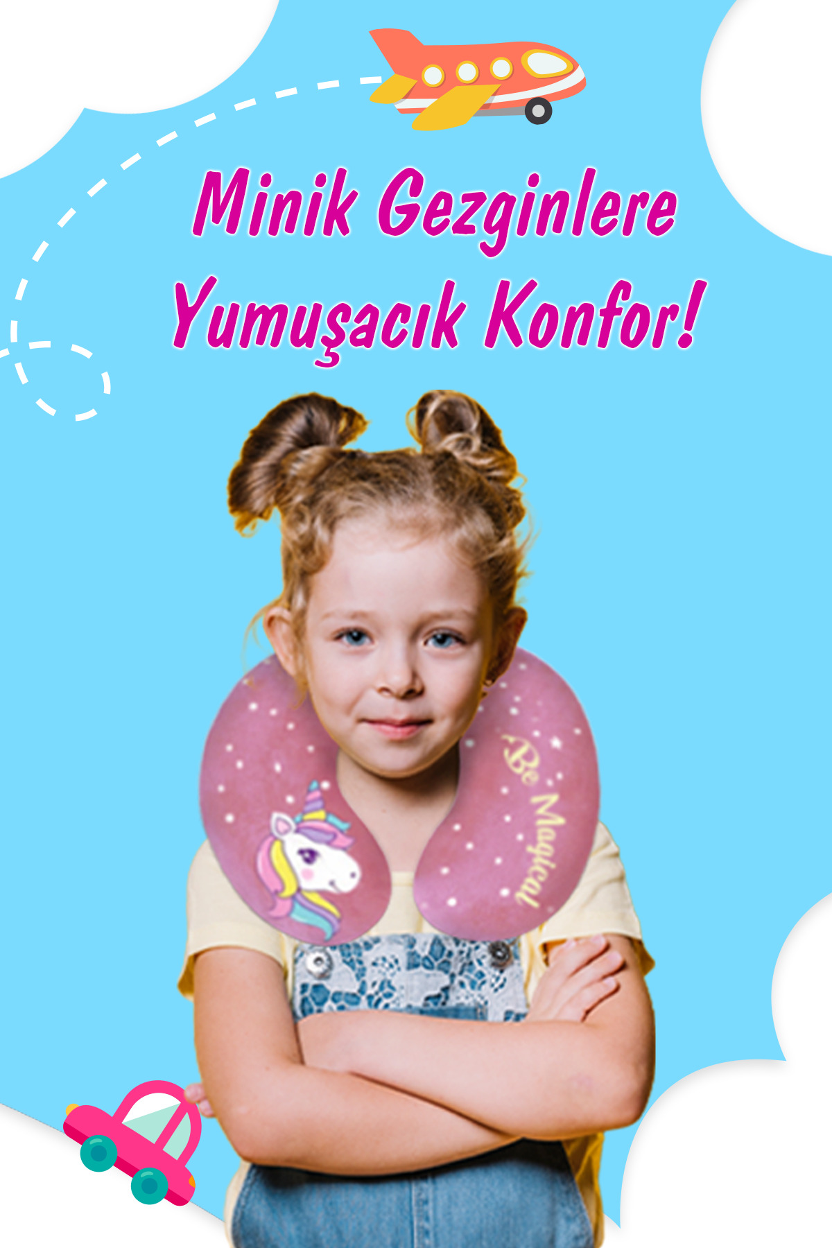 caribbo Mikro Elyaf Dolgulu Un34 Pembe Çocuk Boyun Yastıgı fotoğrafı 2 (önizleme)