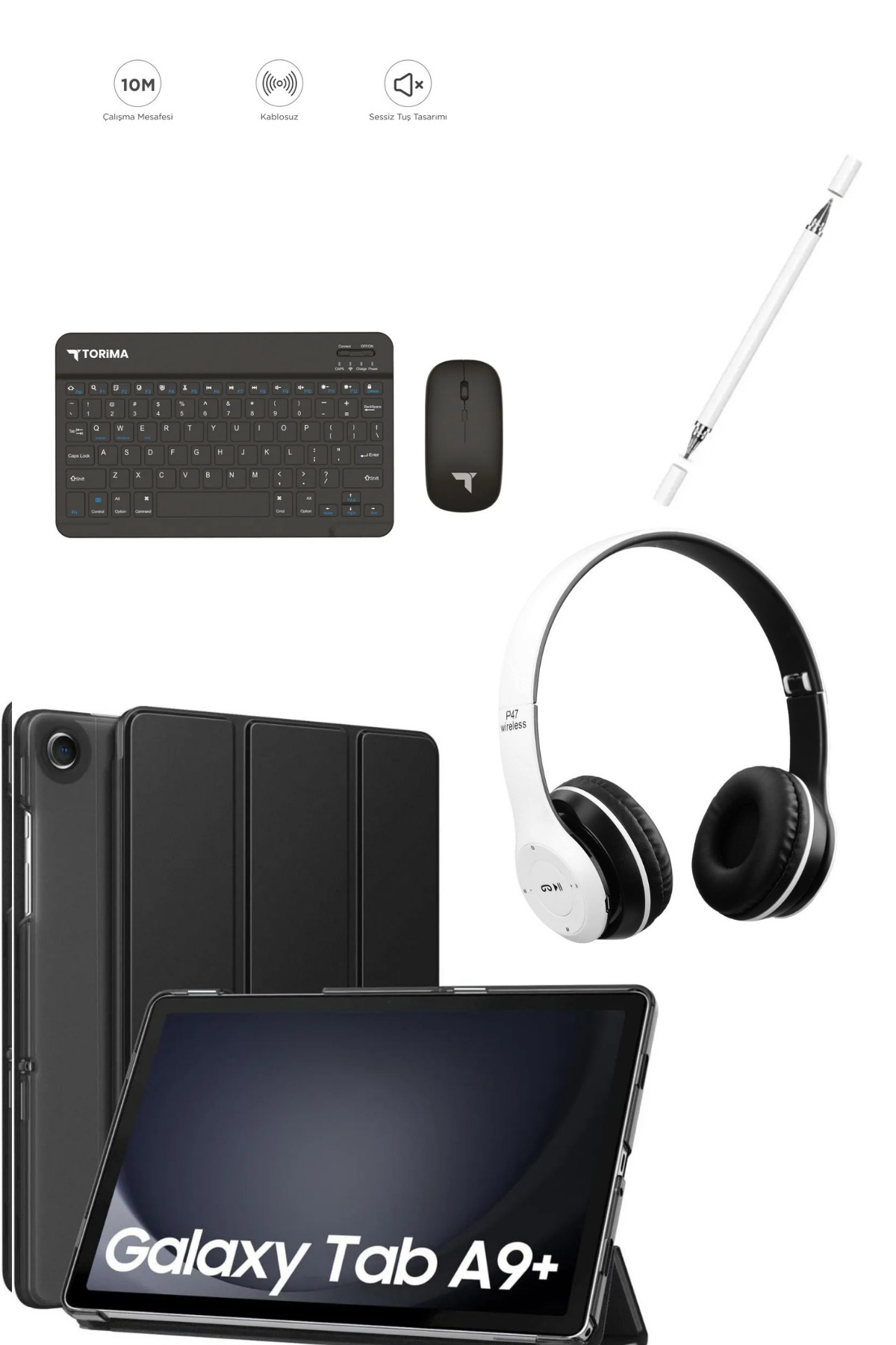 Samsung Galaxy Tab A9+ 256Gb 8GB-11'' Android Tablet SM-X210RZAPTUR+Tablet+Kılıf+Kalem+Kulaklık