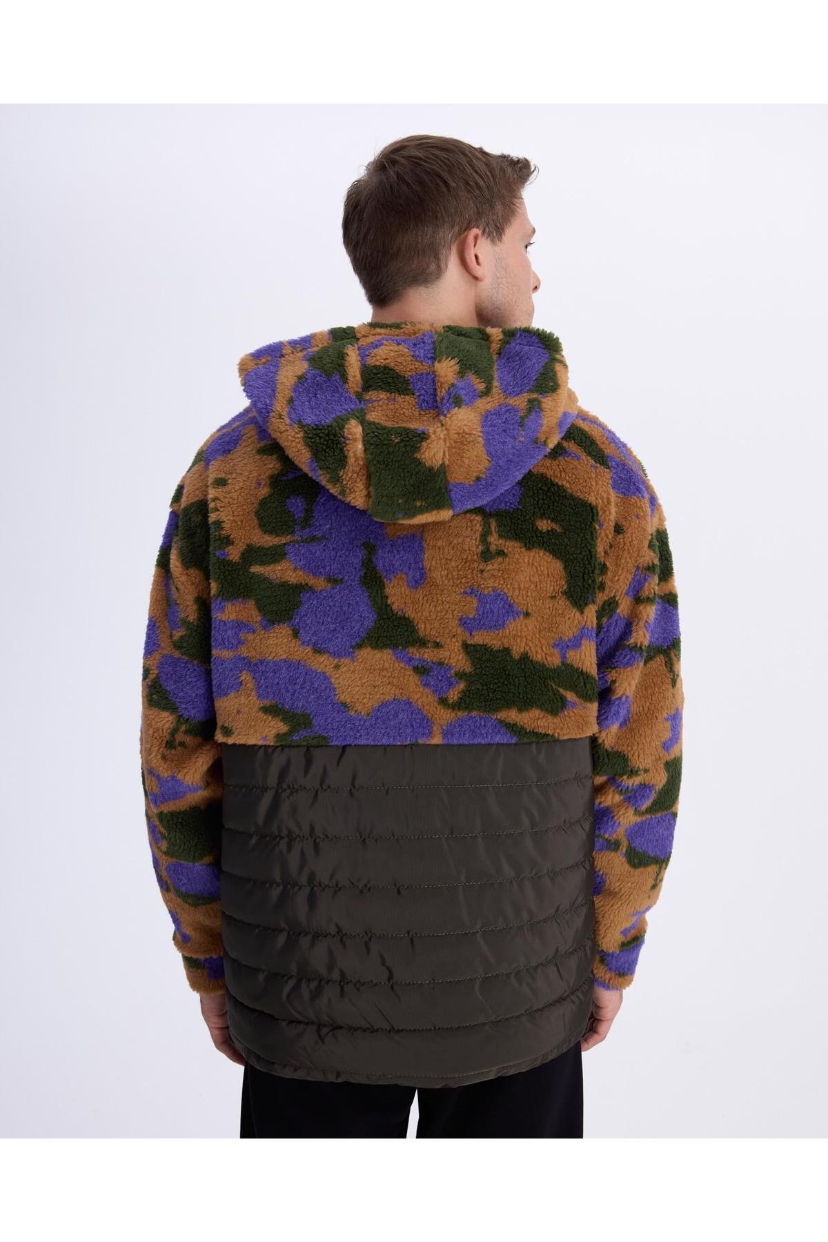 Kappa Authentic Alter Jacket Erkek Camel-Haki-Mor Regular Sherpa
