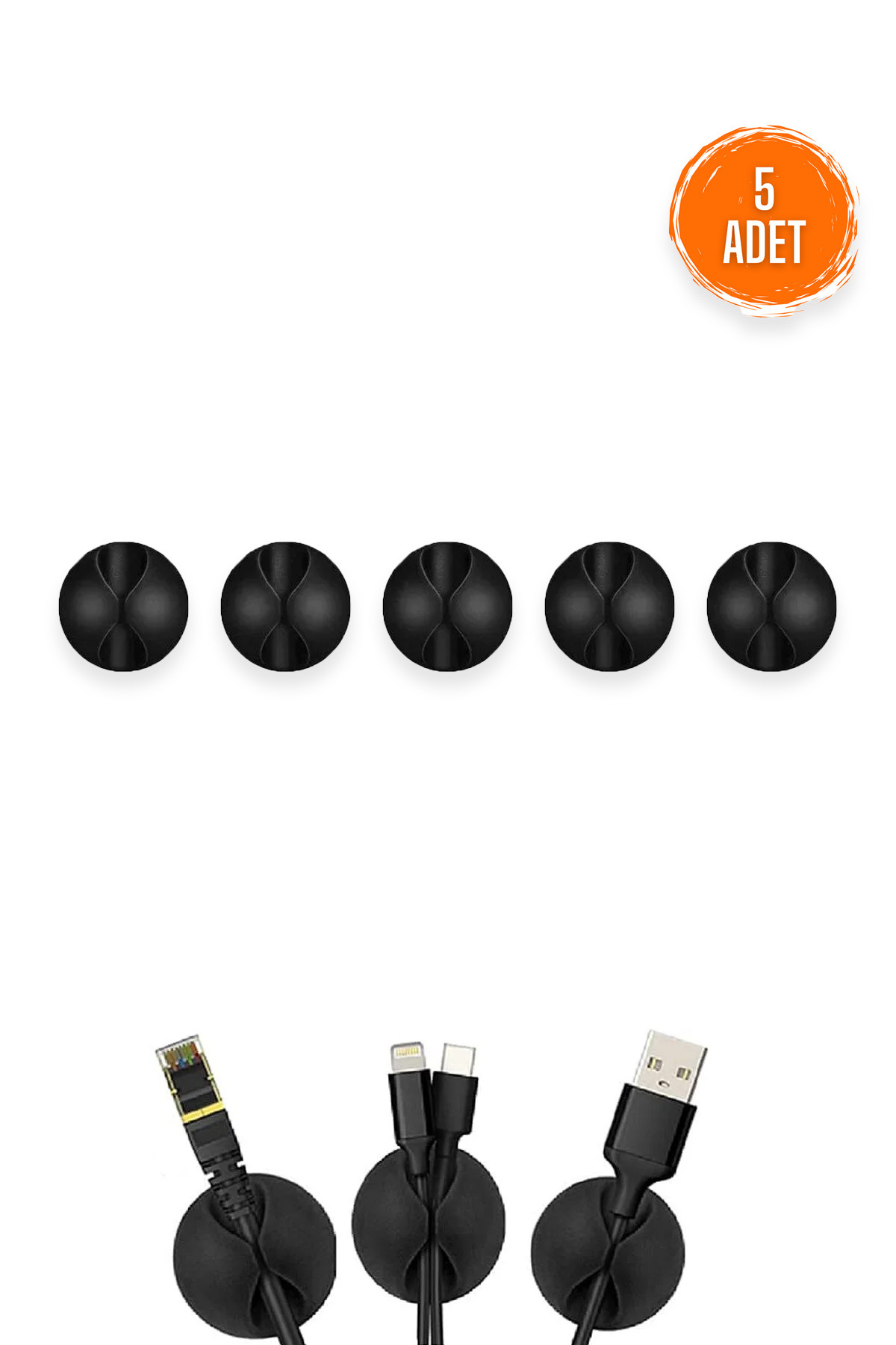 Fresh Moon Kablo Tutucu Klips 5'li Bilgisayar Telefon Kulaklık Kablosu Düzenleyici Gizleyici Sabitleyici Klips