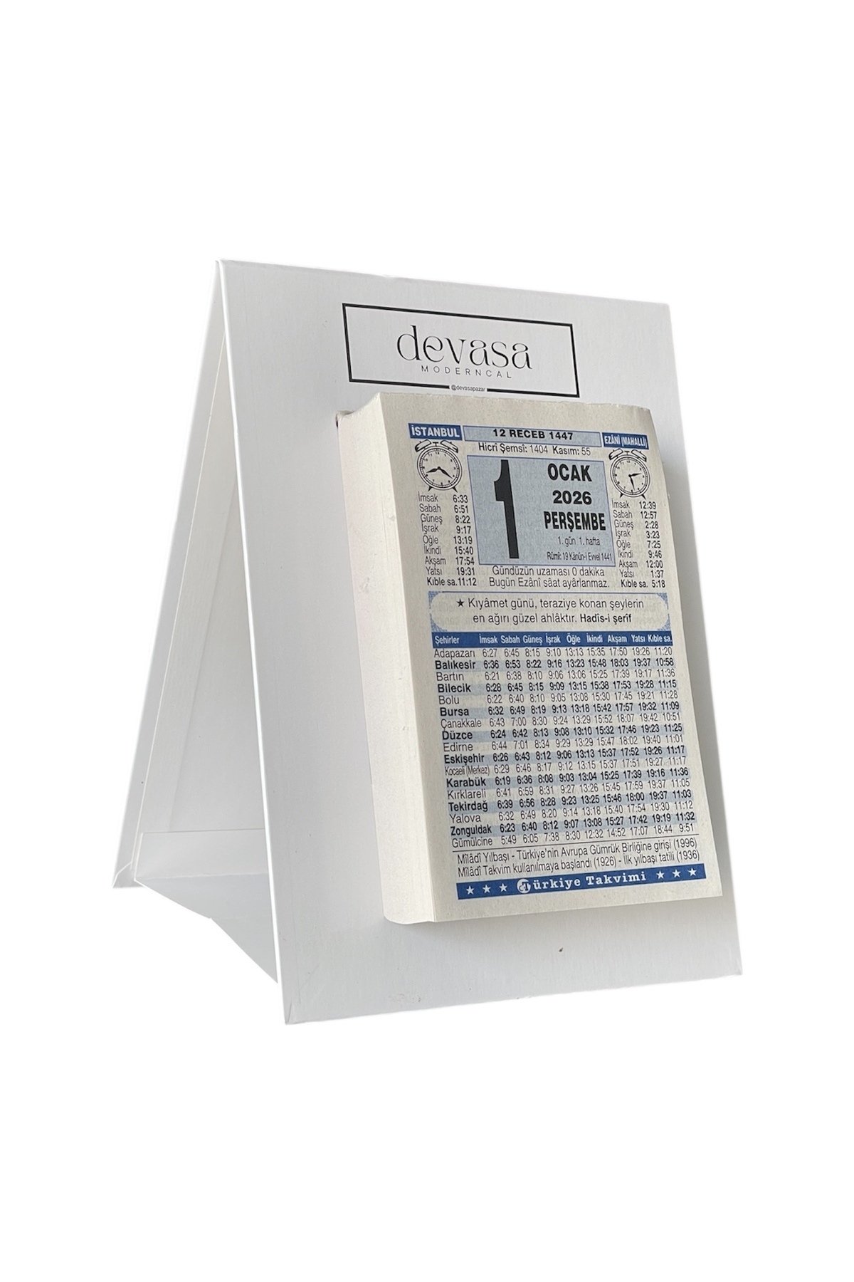 Devasapazar 2026 Türkiye Takvimi, Masa Takvimi, Namaz Vakti, Takvim