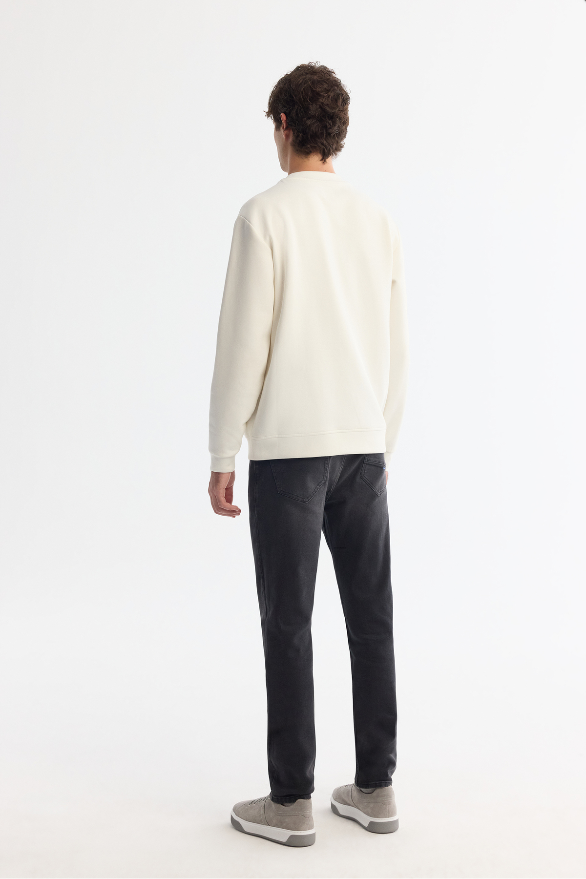 Avva  Erkek Ekru Bisiklet Yaka Pamuklu Baskılı Elastan Regular Fit Sweatshirt A42Y1243 - Görsel 6