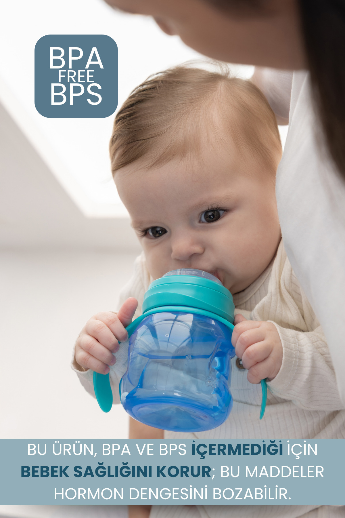 MOOMA Kindy Damlatmaz Eğitici Su Alıştırma Bardağı 200 ml 6 Ay+ Aqua Blue | BPA & BPS İçermez fotoğrafı 3 (önizleme)