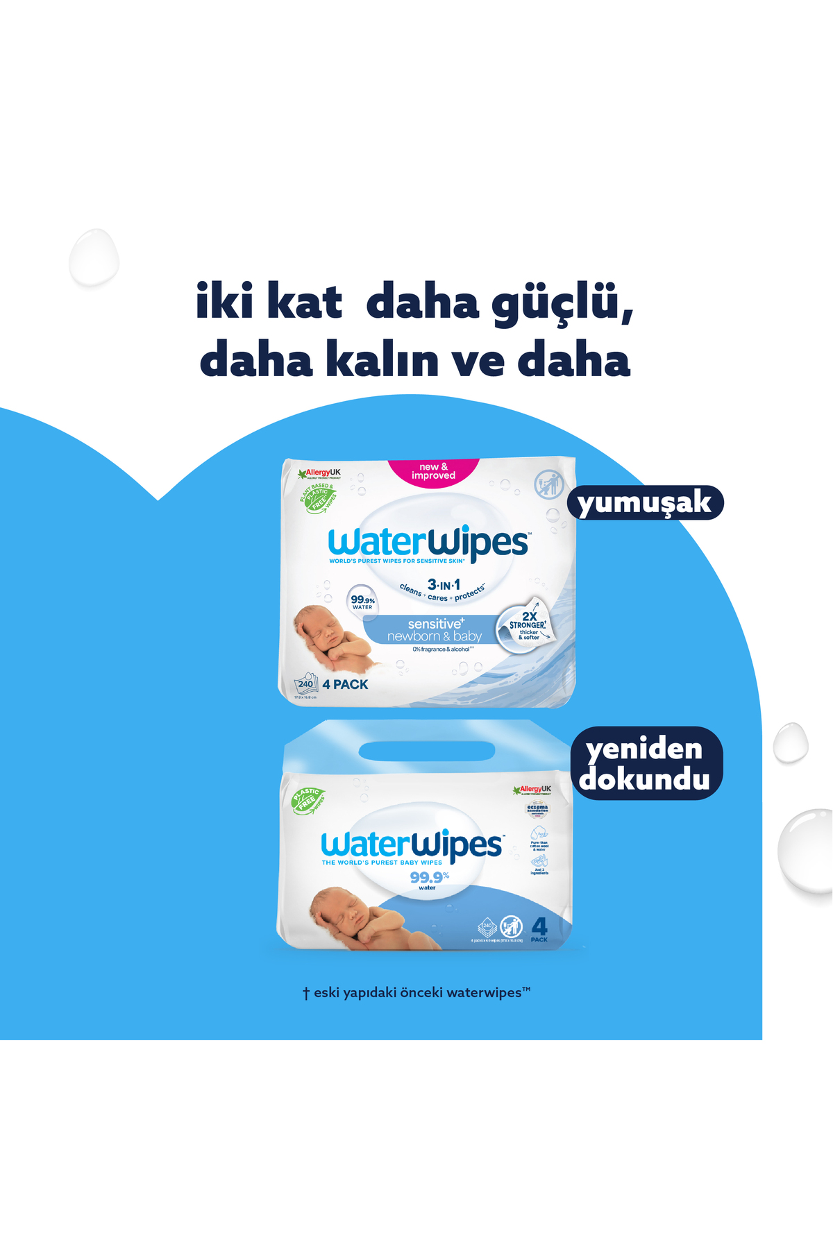 WaterWipes Bio Newborn Baby Wipes 4×60 Pcs (240 Wipes) fotoğrafı 2 (önizleme)