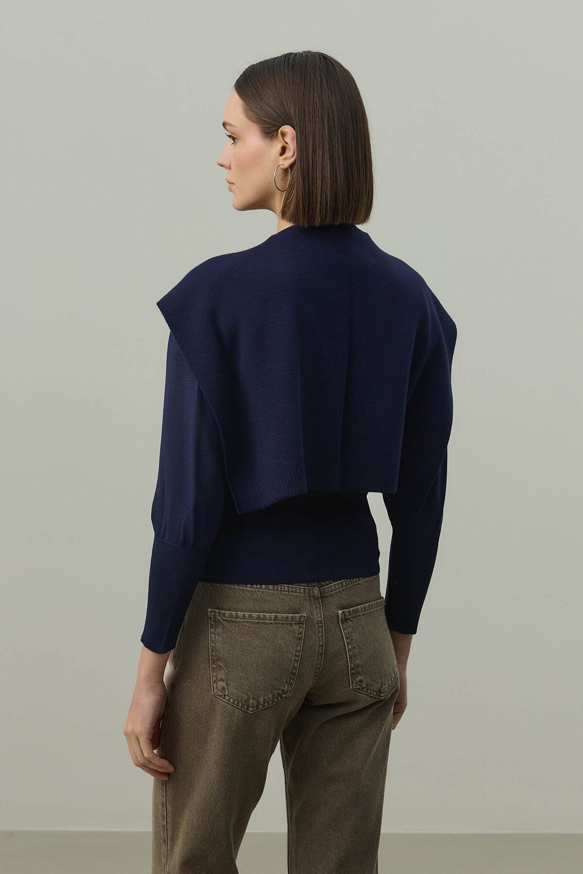 Fahhar  Kare Parçalı Atkı Lacivert - Görsel 7