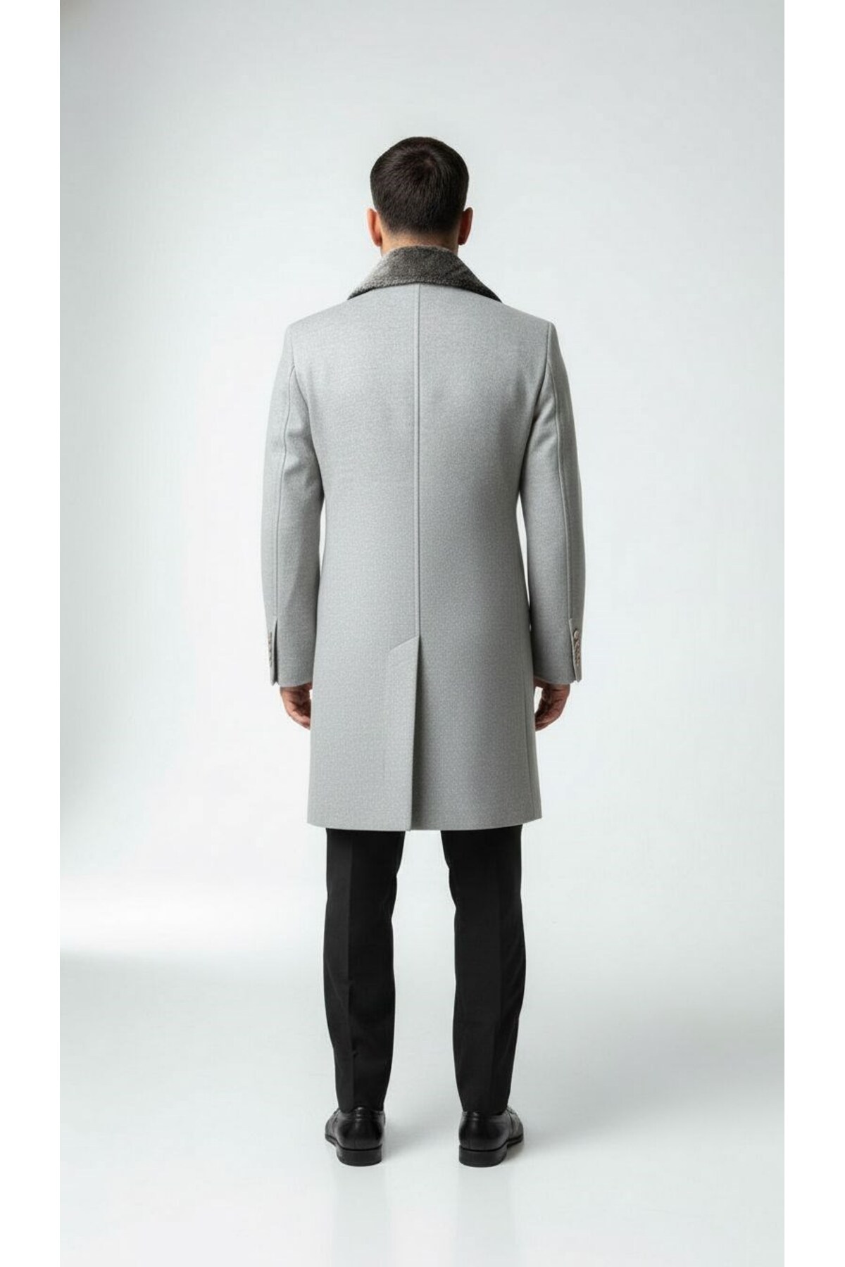 Plus Scorpion Erkek Uzun Kaşe Kaban, Çıkartılabilir Kürk Yaka, Astarlı ve Cepli Slim Fit Mont (Bej, görsel 4
