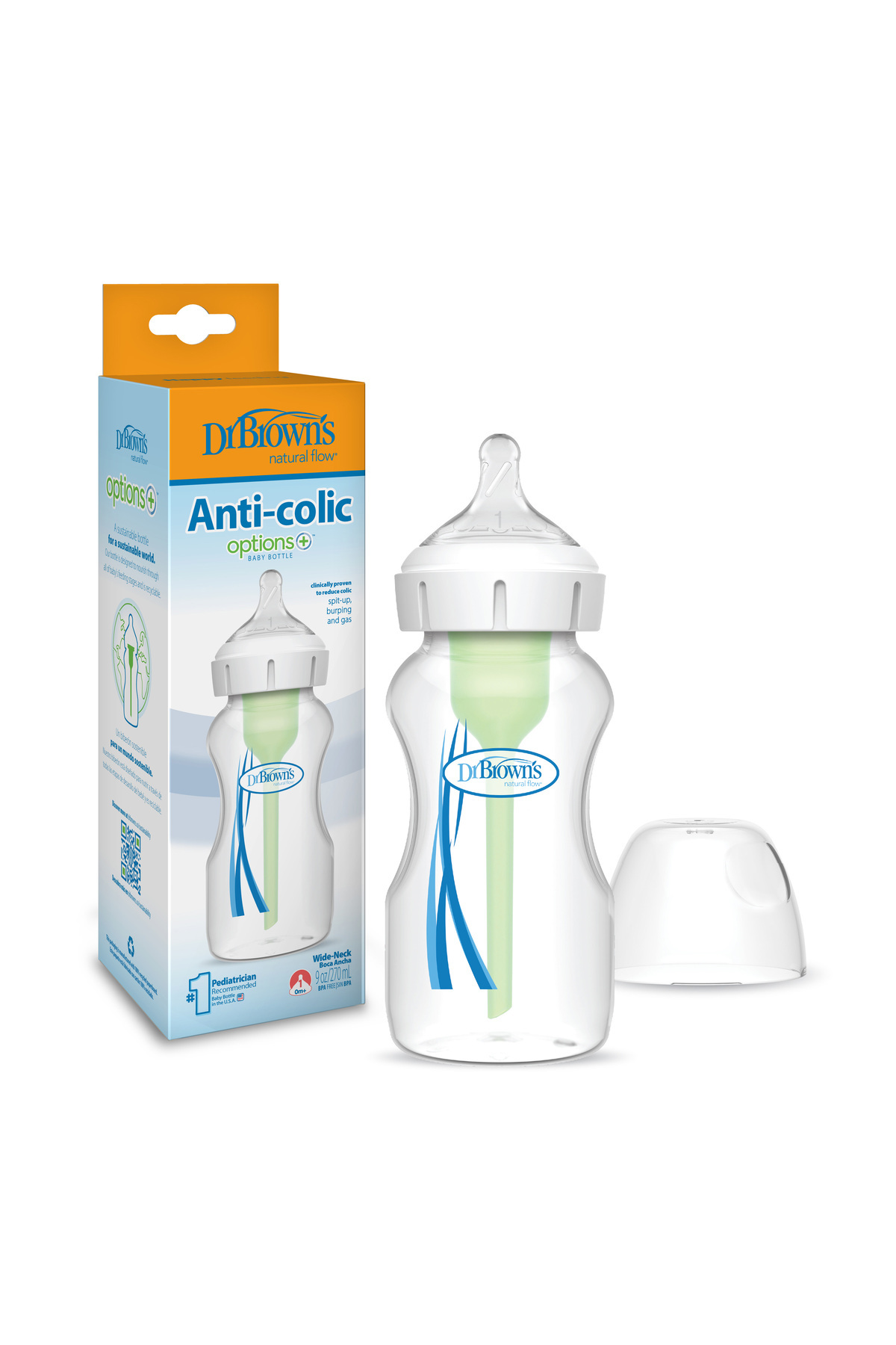 Dr.Brown's 270 ml Geniş Ağız Antikolik Options+ PP Biberon, Tekli Paket