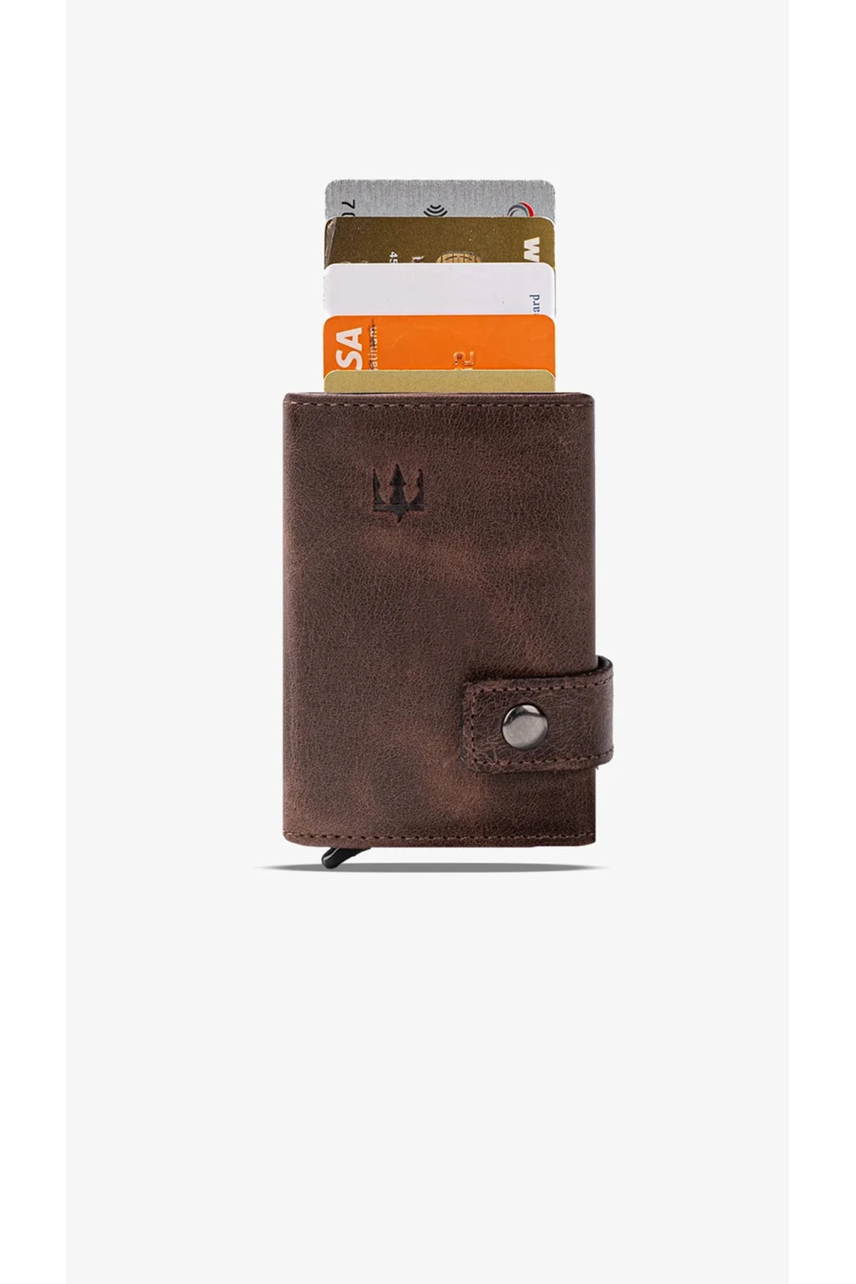 Getto Deri  Moon Mekanizmalı Hakiki Deri Minimal Kişiye Özel İsim Baskılı Cüzdan - Görsel 4