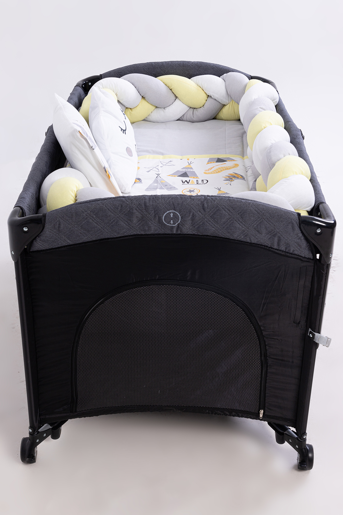 Cozibo Örgülü Park Beşik Uyku Seti Ahşap Örgülü Beşik Seti Tüm Beşiklere Uygun 70x110 70x120 70x130 60x120 fotoğrafı 7 (önizleme)