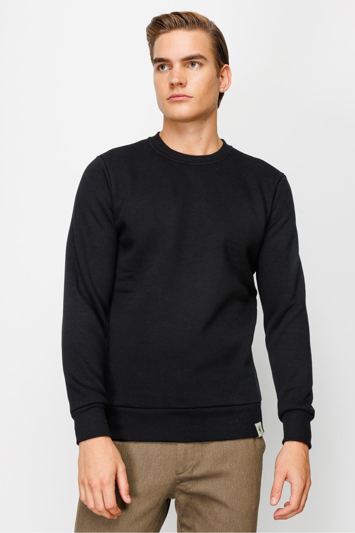 Men's Black Crew Neck Sweatshirt