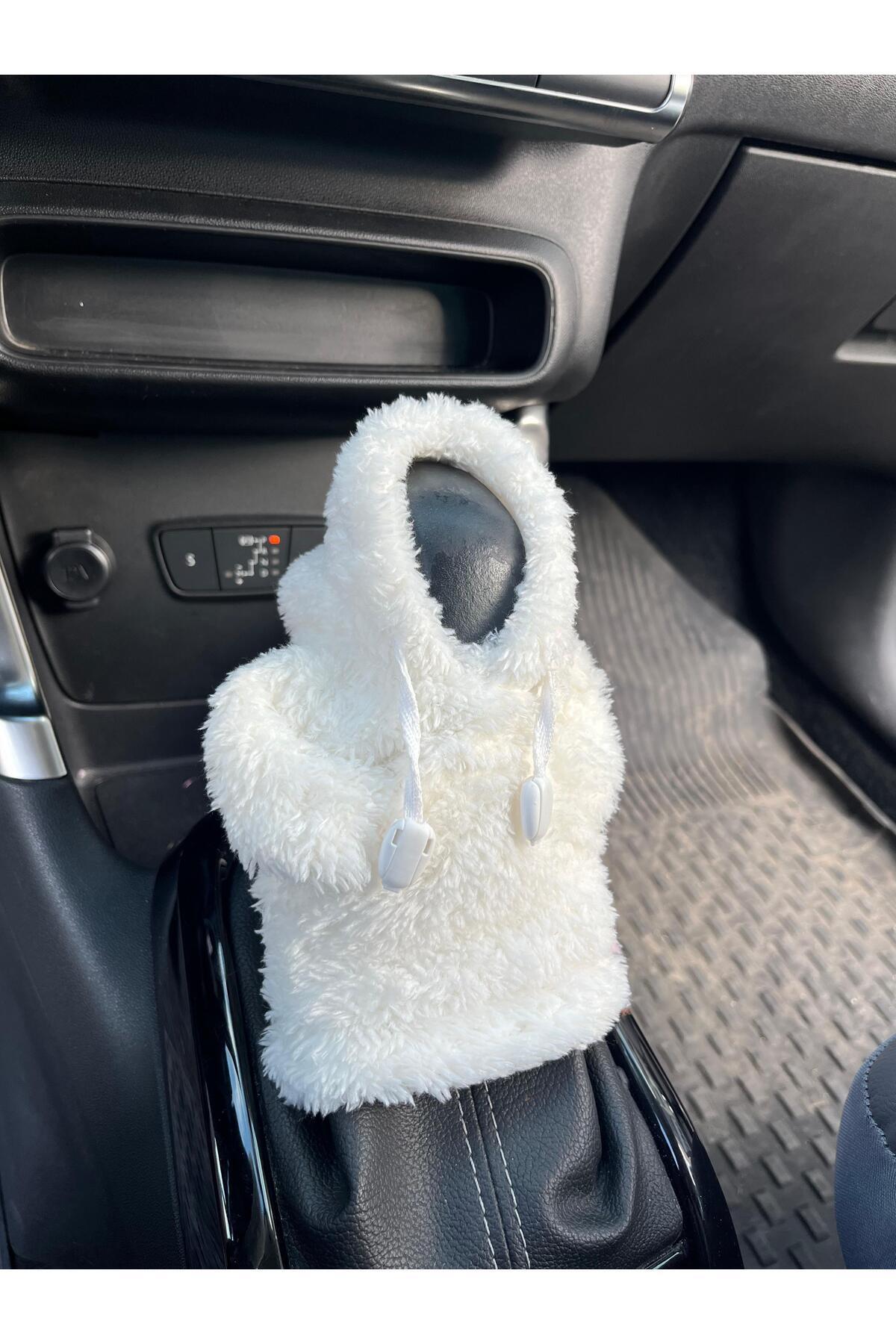 ZOA Vites Süsü Krem Peluş Hoodie Kapşonlu Araba Vites Poları Pamuk