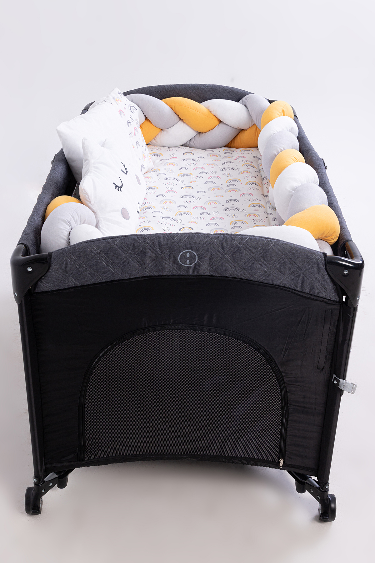 Cozibo Örgülü Park Beşik Uyku Seti Ahşap Örgülü Beşik Seti Tüm Beşiklere Uygun 70x110 70x120 70x130 60x120 fotoğrafı 6 (önizleme)