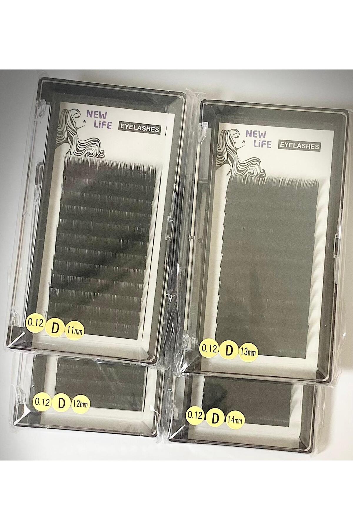İpek Kirpik Klasik Tekli - 4 Kutu (HESAPLI PAKET)- 0,12 Kalınlık 11-12-13-14mm — T01511121314 — تصویر 4 از 4