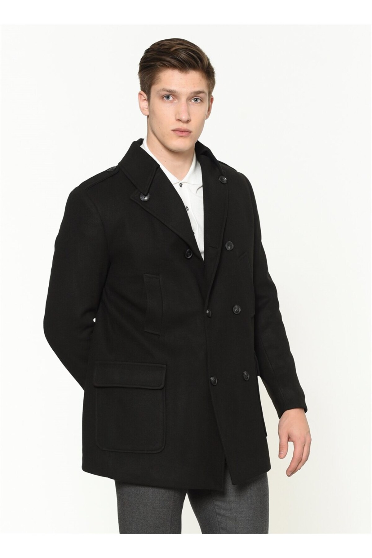 PLT8353 SLIM-FIT COAT-BLACK — مشکی 1020001P8353 — تصویر 4 از 5