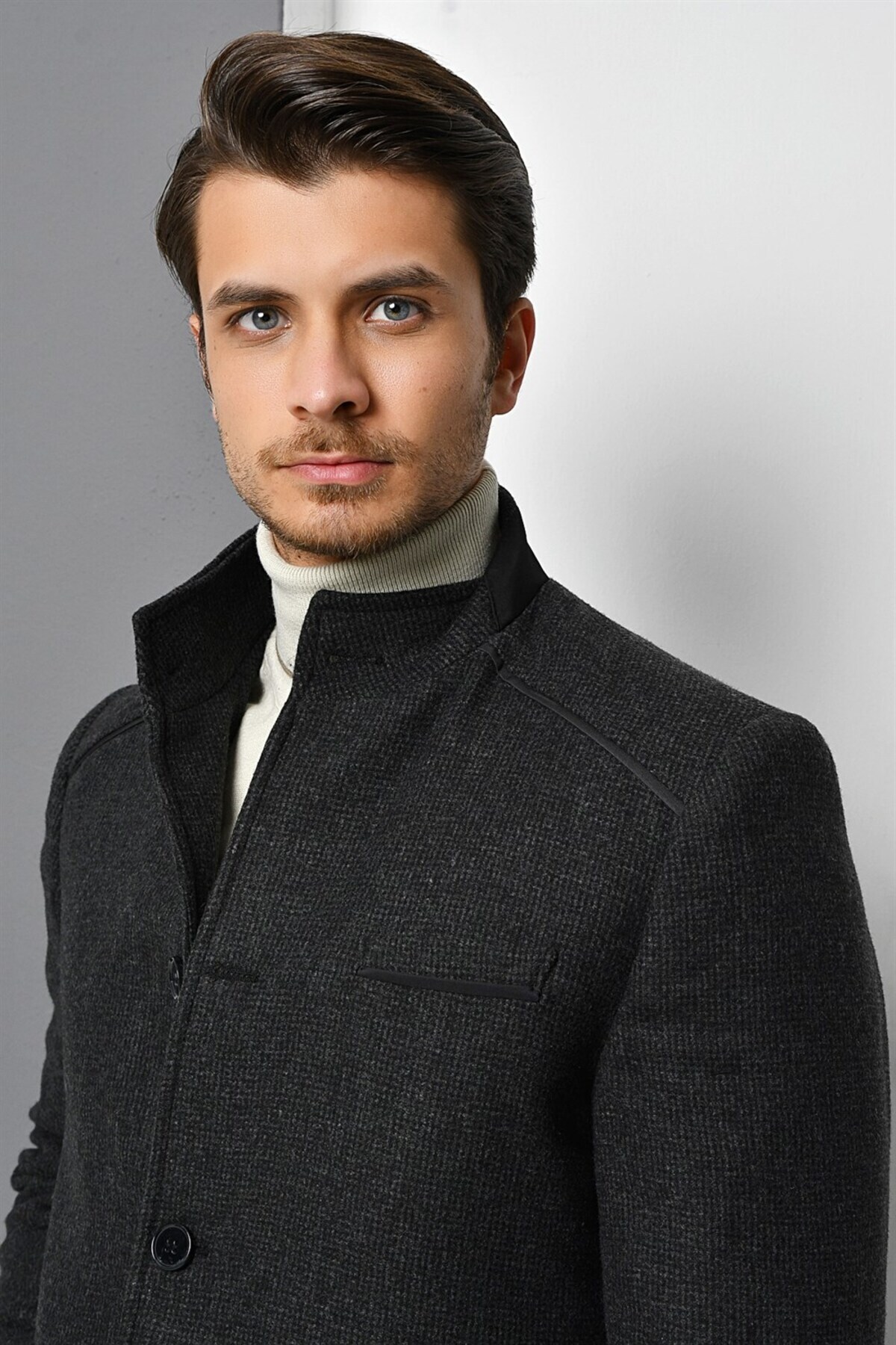 PLT8391 ERKEK PALTO-DESENLİ ANTRASİT — خاکستری PLT8391 DEWBERRY OVERCOAT — تصویر 3 از 5