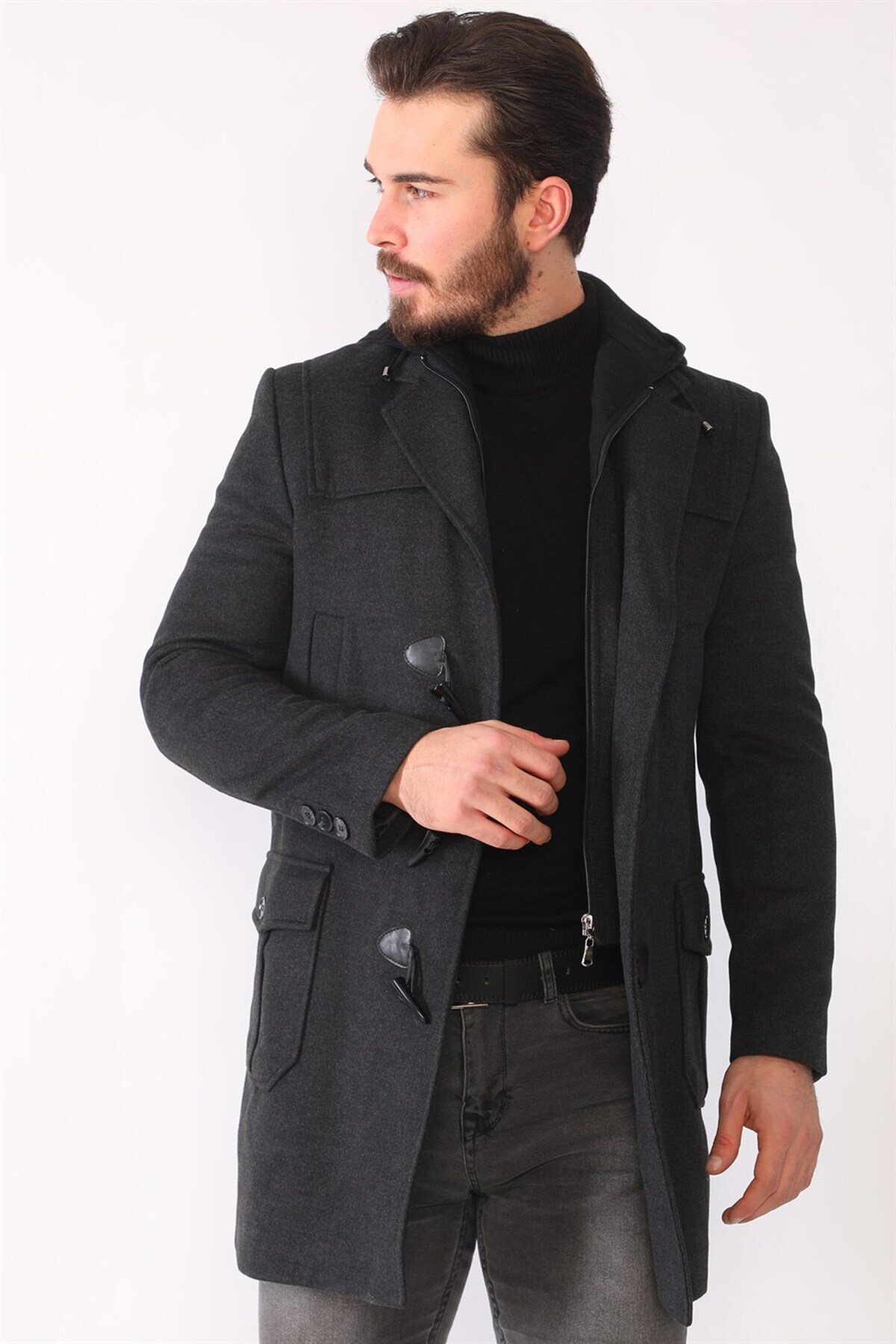 روپوش مردانه PLT8373 DEWBERRY - ANTHRACITE — خاکستری PLT8373 DEWBERRY OVERCOAT — تصویر 3 از 8