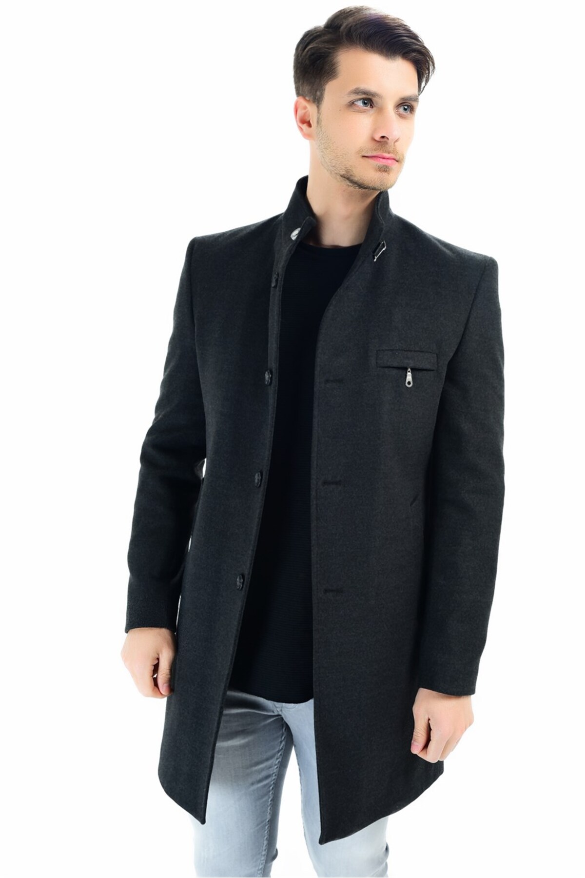 PLT8367 ERKEK PALTO-ANTRASİT — خاکستری PLT8367 DEWBERRY OVERCOAT — تصویر 4 از 4