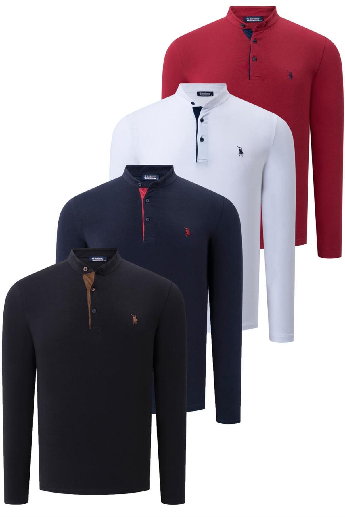 دوبری ست چهار تکه سویشرت مردانه DEWBERRY مدل V4009 - مشکی - سفید - سرمه‌ای - زرشکی