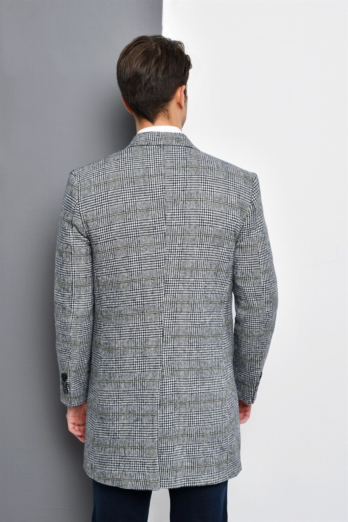 مانتو مردانه PLT8390 - خاکستری PLAID — خاکستری PLT8390 DEWBERRY OVERCOAT — تصویر 4 از 5