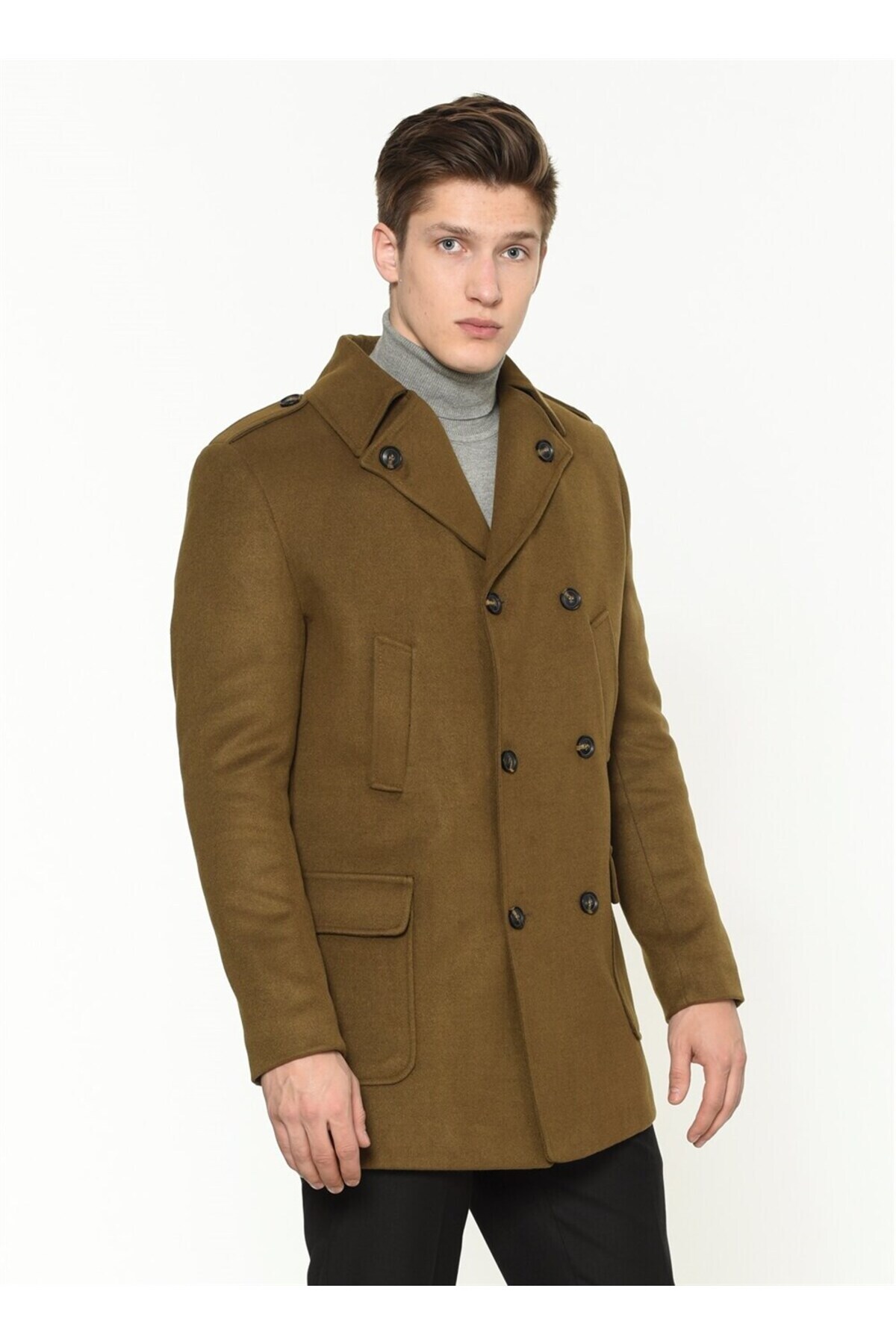 PLT8353 SLIM-FIT COAT-CAMEL — قهوه‌ای 1020001P8353 — تصویر 4 از 5