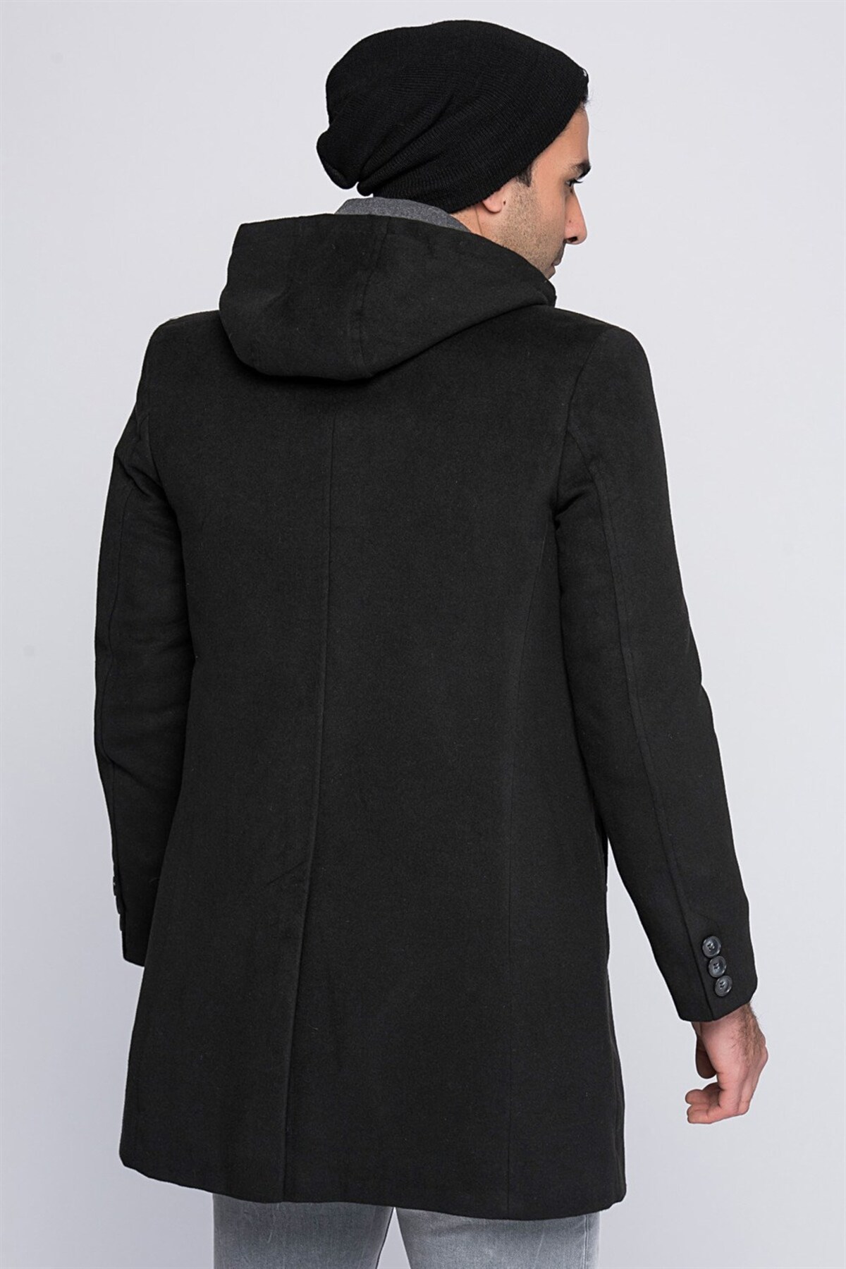 Erkek Palto Kaşe Sıcak Tutan Şık Günlük Klasik Trend Model — مشکی PLT8339 DEWBERRY OVERCOAT — تصویر 2 از 3