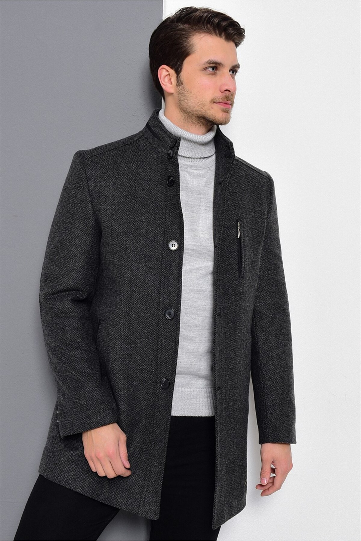 PLT8386 ERKEK PALTO-DESENLİ ANTRASİT — خاکستری PLT8386 DEWBERRY OVERCOAT — تصویر 2 از 6