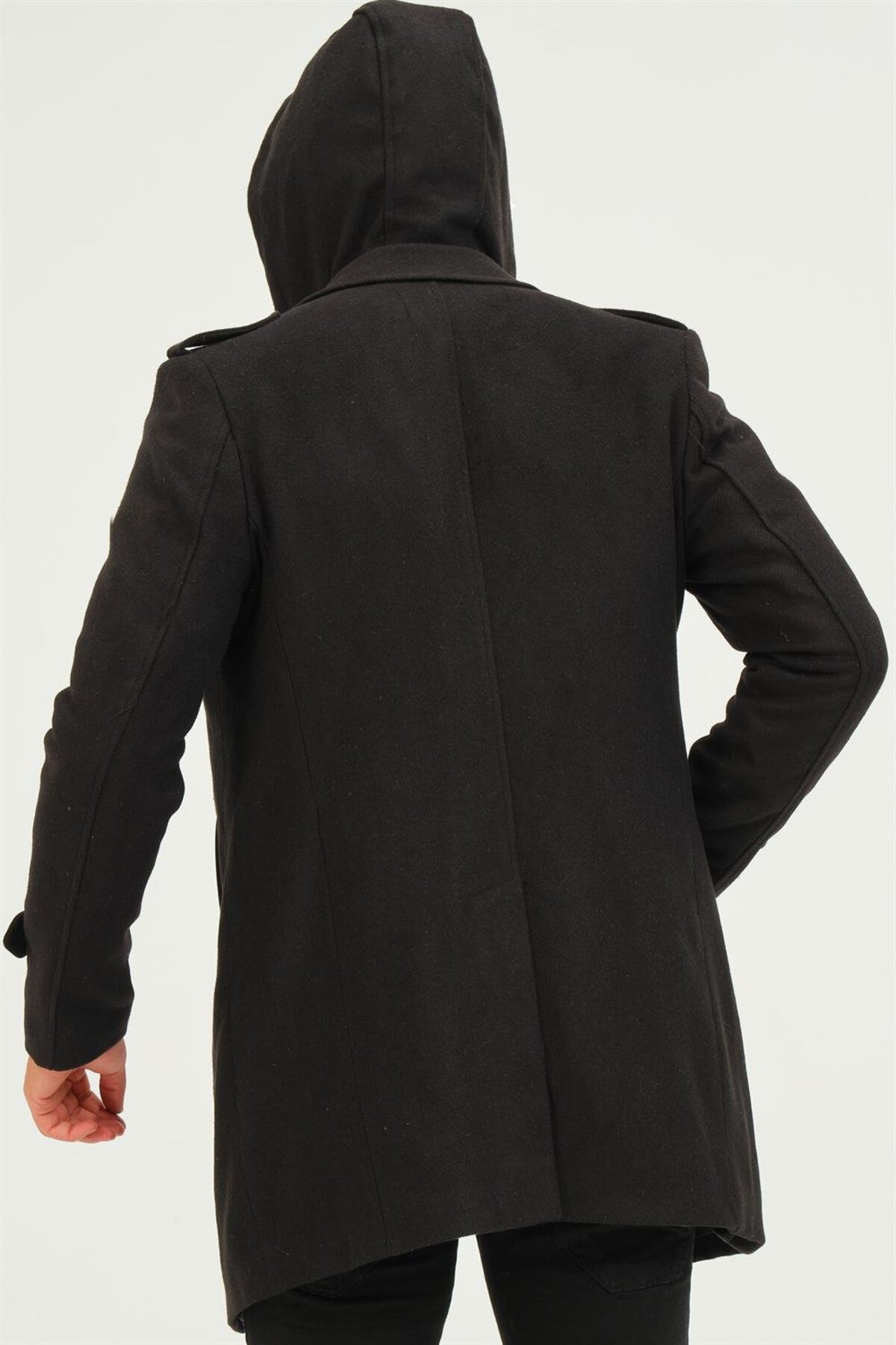 PLT8401 DEWBERRY ERKEK PALTO-DİAGONAL SİYAH — مشکی 1020001P8401D2 — تصویر 2 از 5