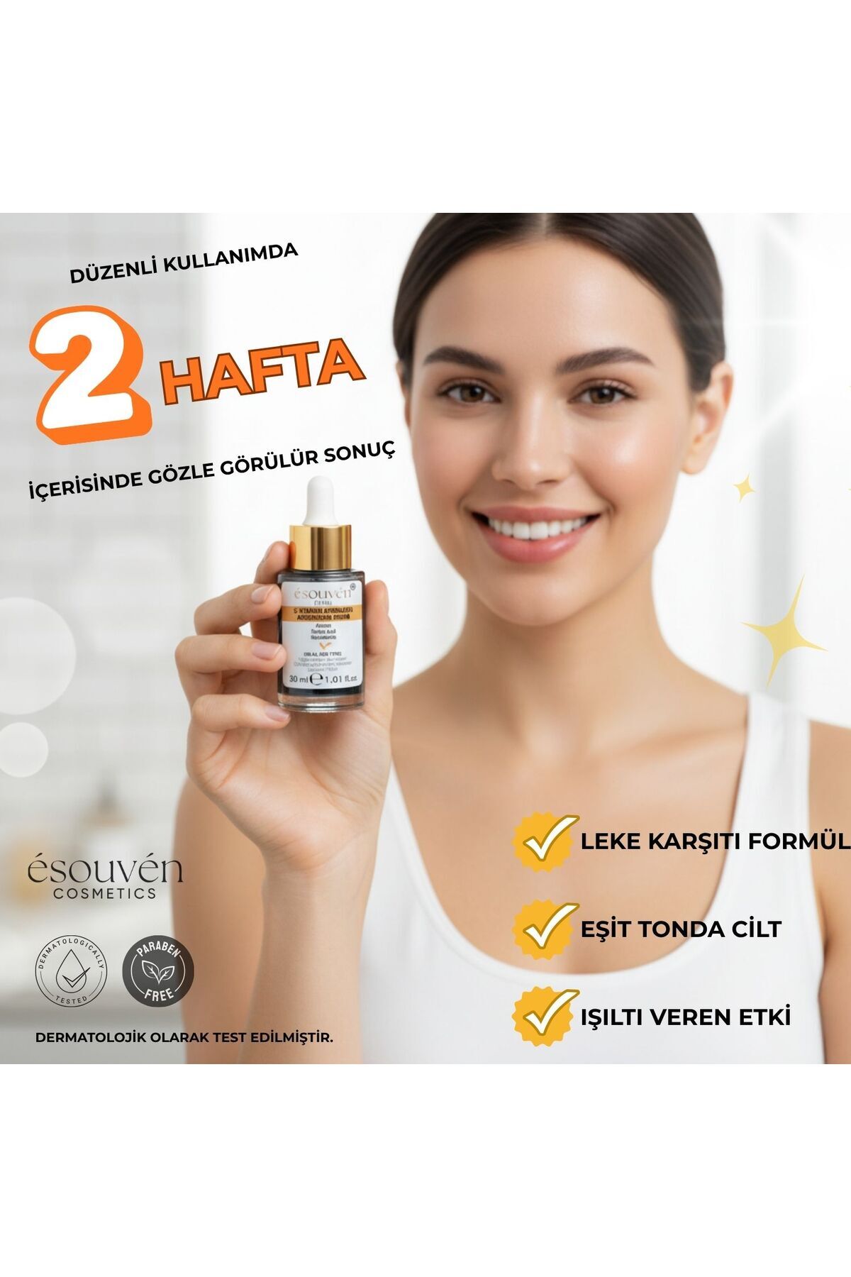 C-VİTAMİNİ NİACİNAMİDE&ARBUTİN&FERULİC ACİD AYDINLATICI- PARLATICI- TON EŞİTLEYİCİ-ANTİOKSİDAN SERUM — ESP-5024 — تصویر 4 از 7