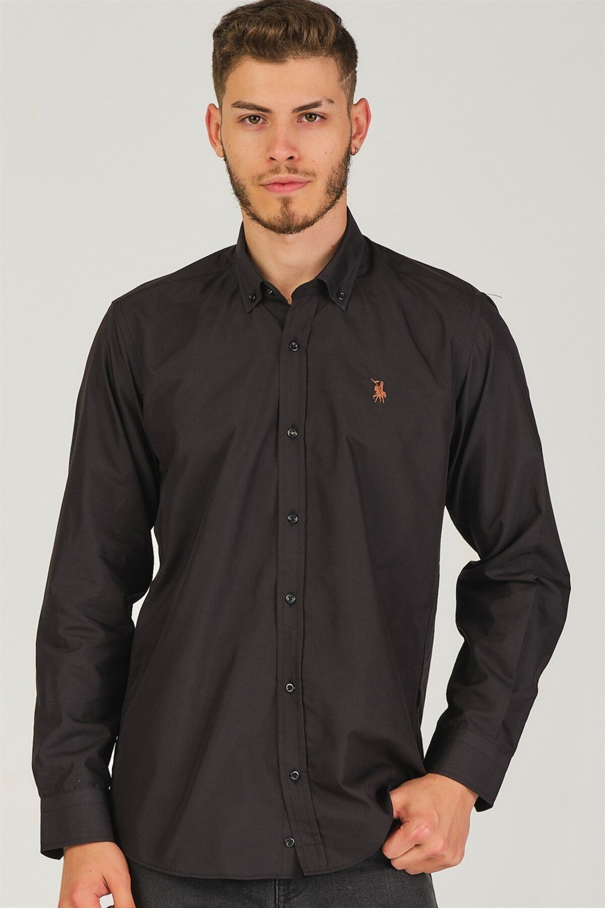 دوبری پیراهن مردانه G725 - مشکی تیره