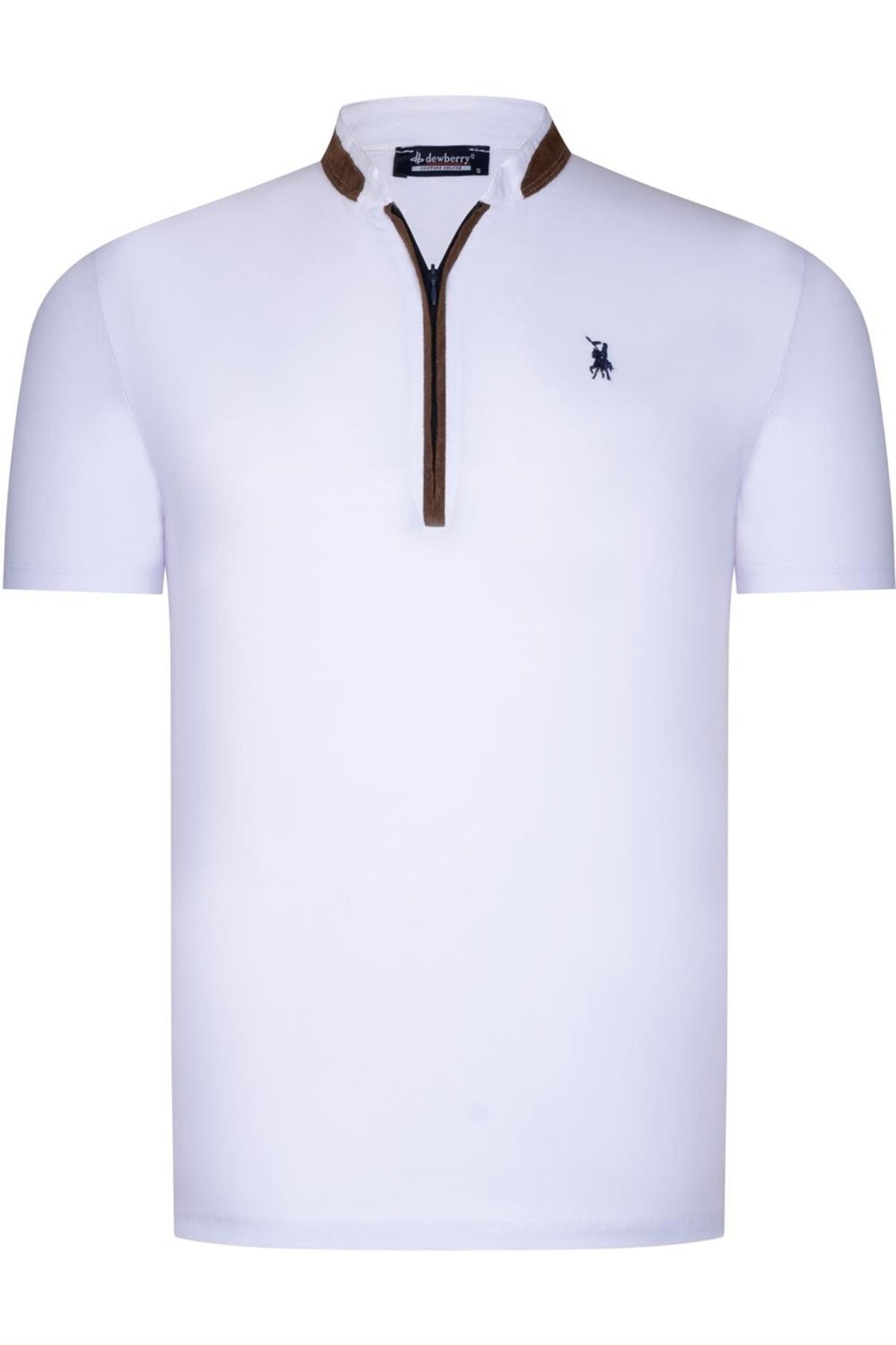 دوبری تی‌شرت مردانه زیپ‌دار T8571 - سفید ساده