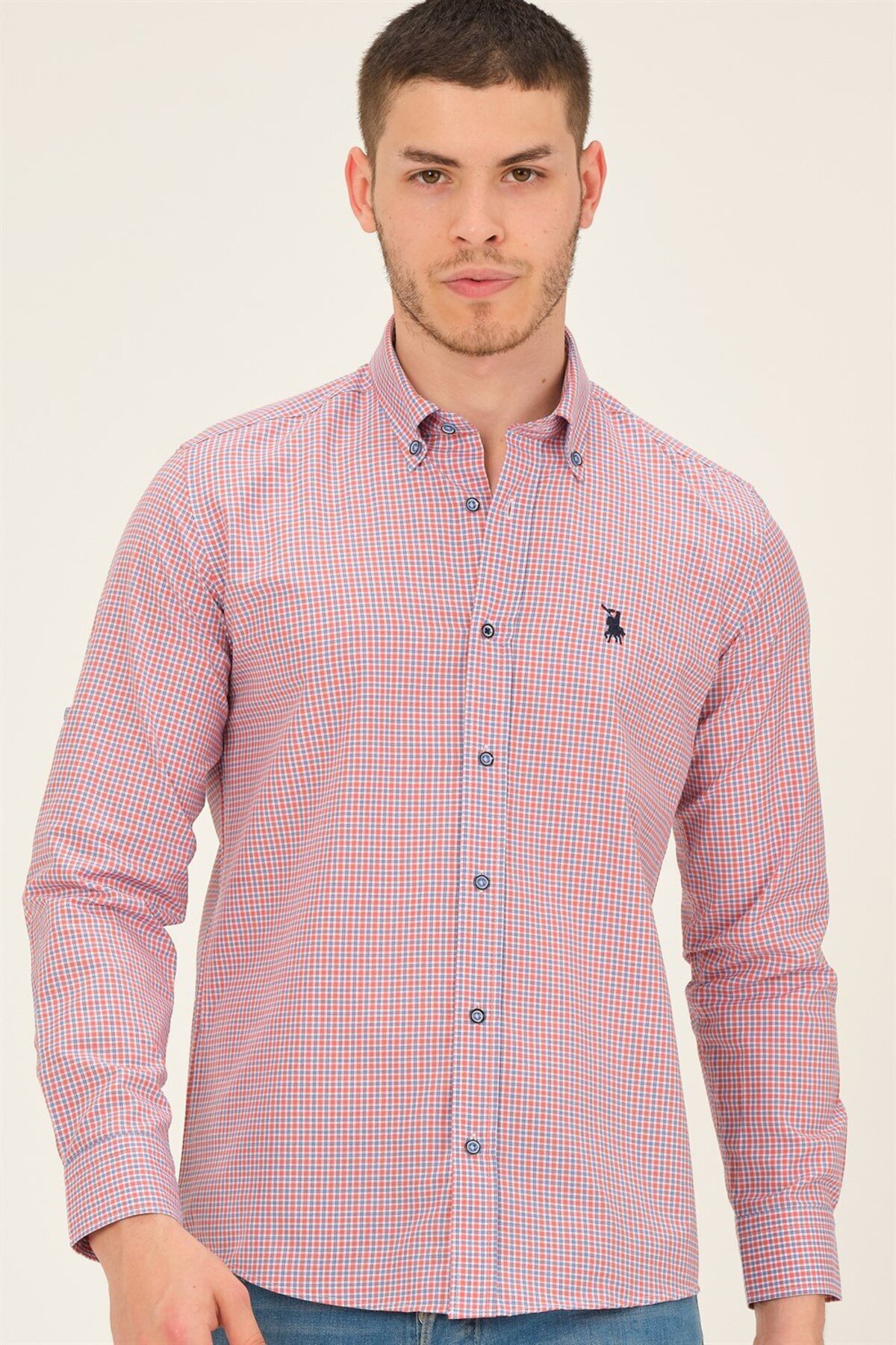 دوبری پیراهن مردانه G777 - آبی - قرمز
