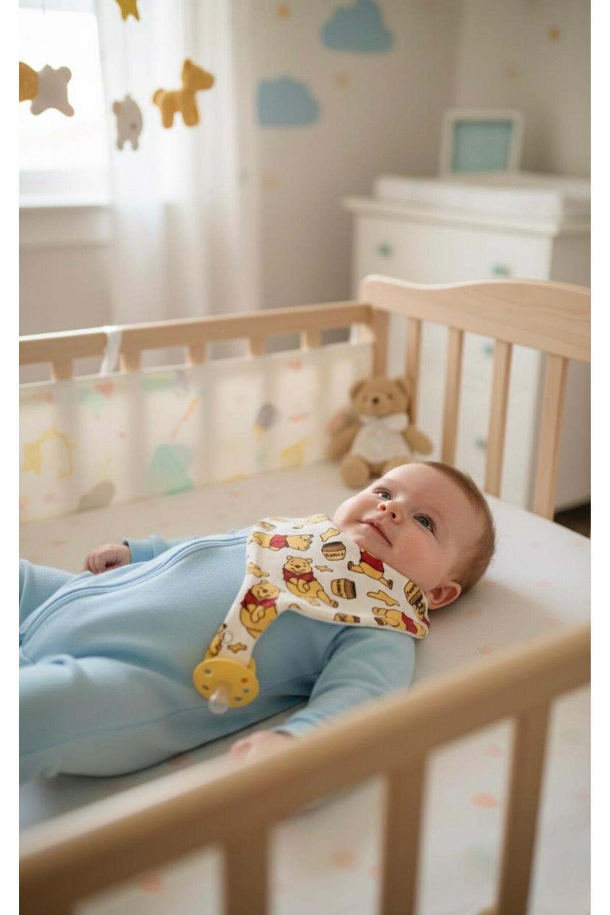 Lumos Trade Emzik Tutucu Mama Önlüğü - Winnie The Pooh Desenli %100 Pamuk Kumaş Emzik Askısı fotoğrafı 6 (önizleme)