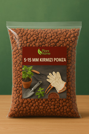 plant-home Kırmızı Pomza Taşı 5-15 Mm 5 Litre Volkanik Cürüf Ponza Taşı Lav K...