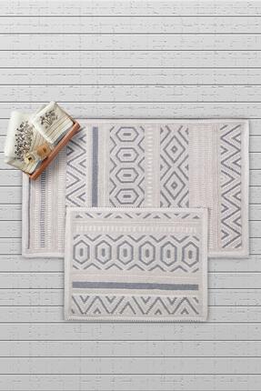 Bluenity Hat Doğal Pamuklu 2'li Banyo Paspas Seti 60x100+50x60 cm Gri