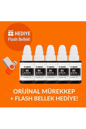 Canon Gı-490 Pixma G3410 Orjinal 5'li Siyah Mürekkep 14u260