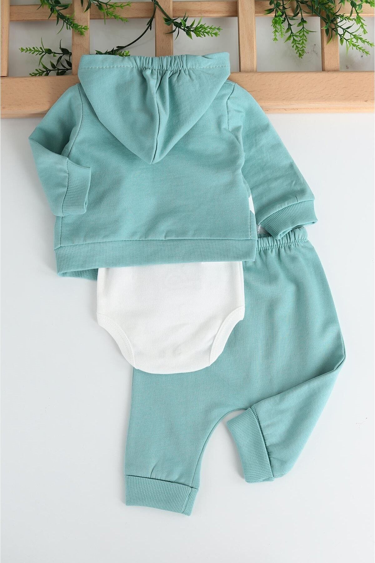 Ege Bebek Erkek Bebek Mini Bear Desenli 3 Parça Mevsimlik Zıbın Takımı / Alt Üst Takım Yenidoğan fotoğrafı 5 (önizleme)