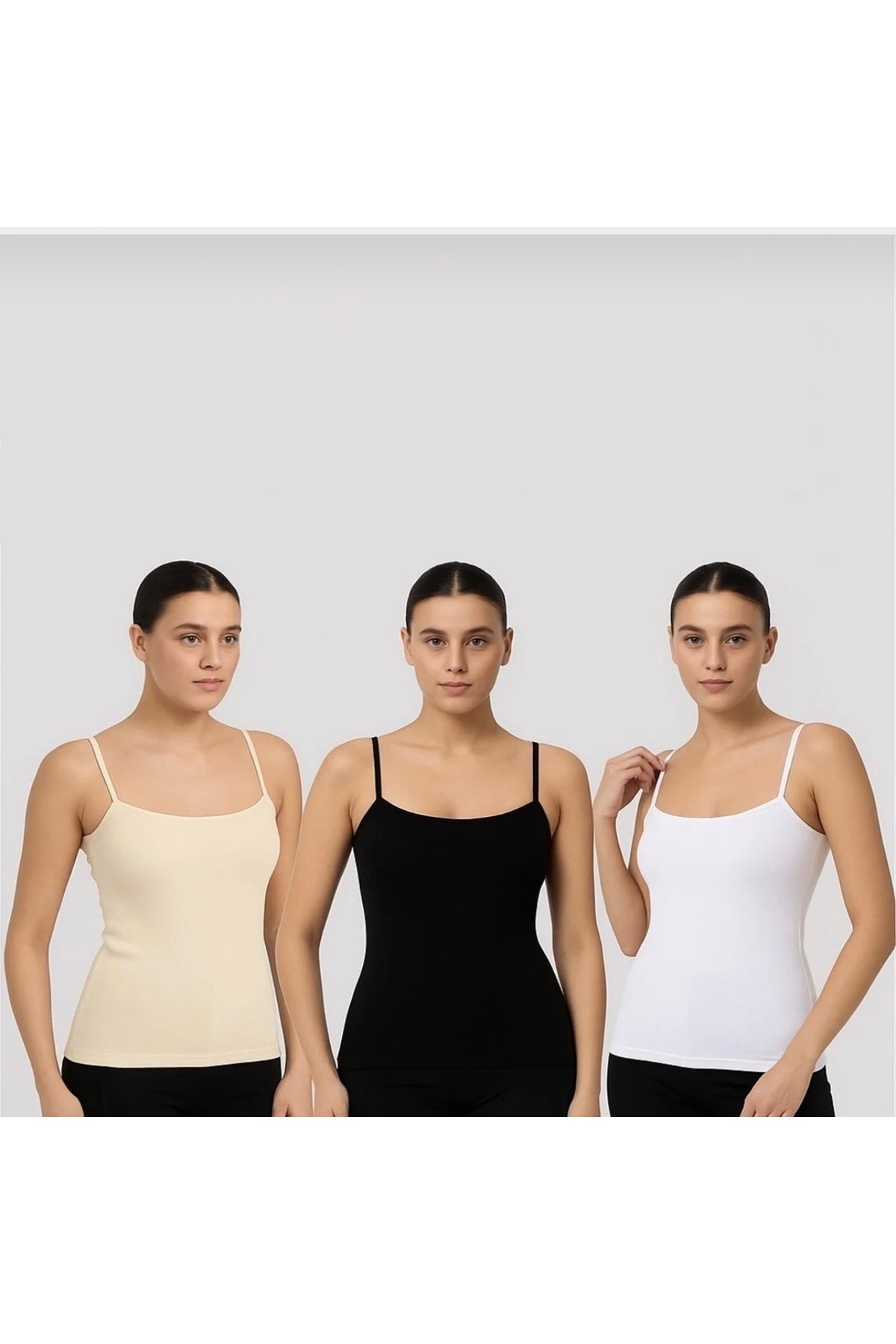 ek by_kuzeylingerie 3-dielne dámske tielko z lycry z česanej bavlny - remieno...