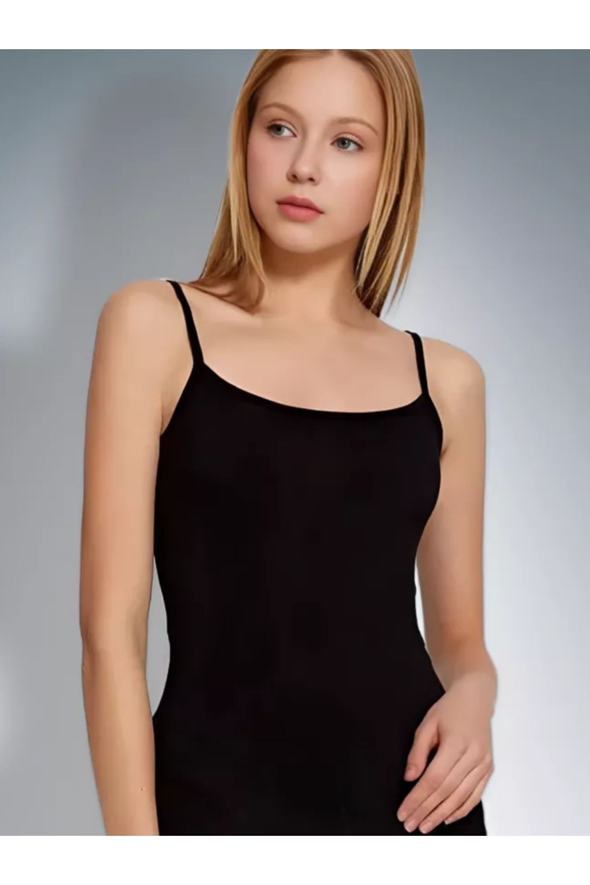 ek by_kuzeylingerie Kadın Likralı Penye 3 Lü İp Askılı Atlet görsel 2